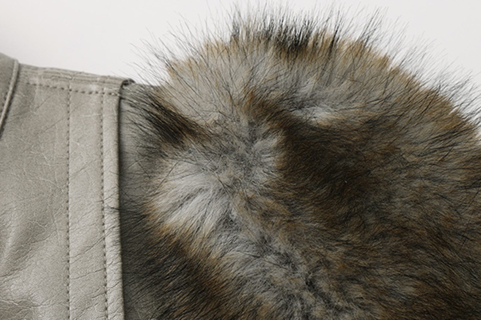 VANN VALRENCE Faux Leather Shearling Sleeve Cropped Jacket