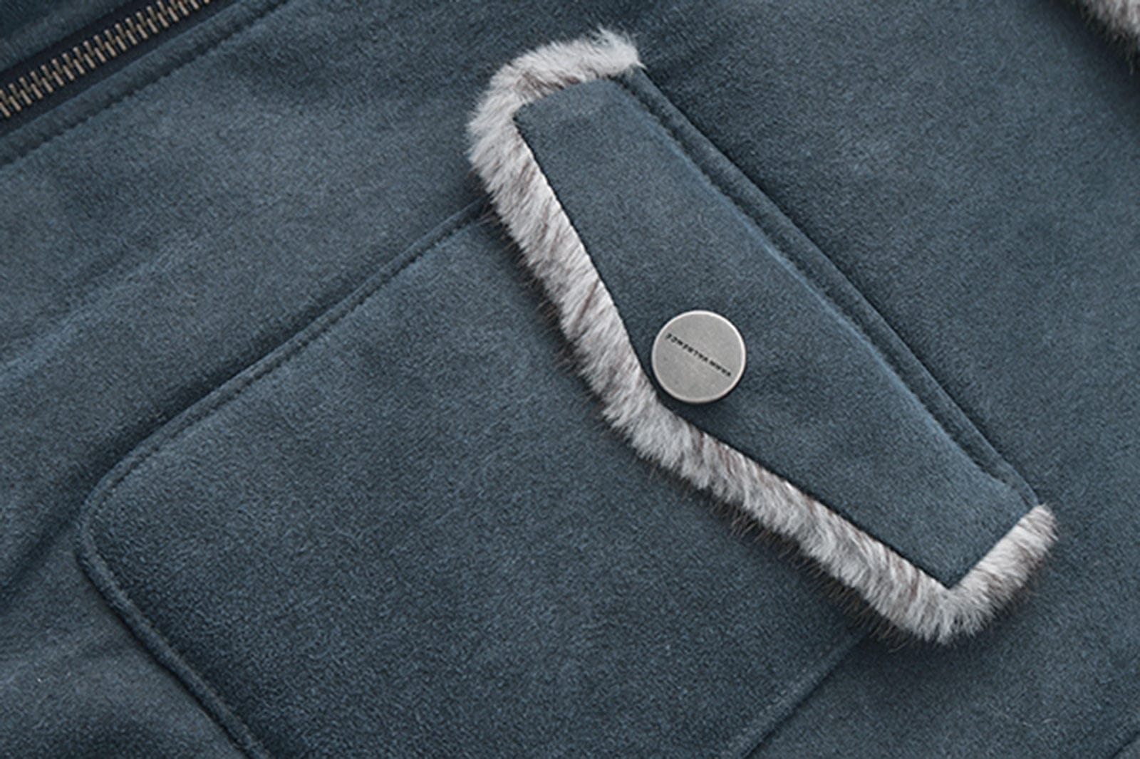 VANN VALRENCE Rivet Faux Fur Lined Cropped Jacket