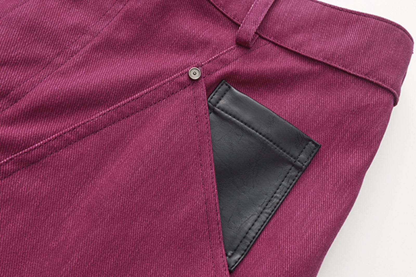 VANN VALRENCE Faux Leather-Paneled Barrel Jeans