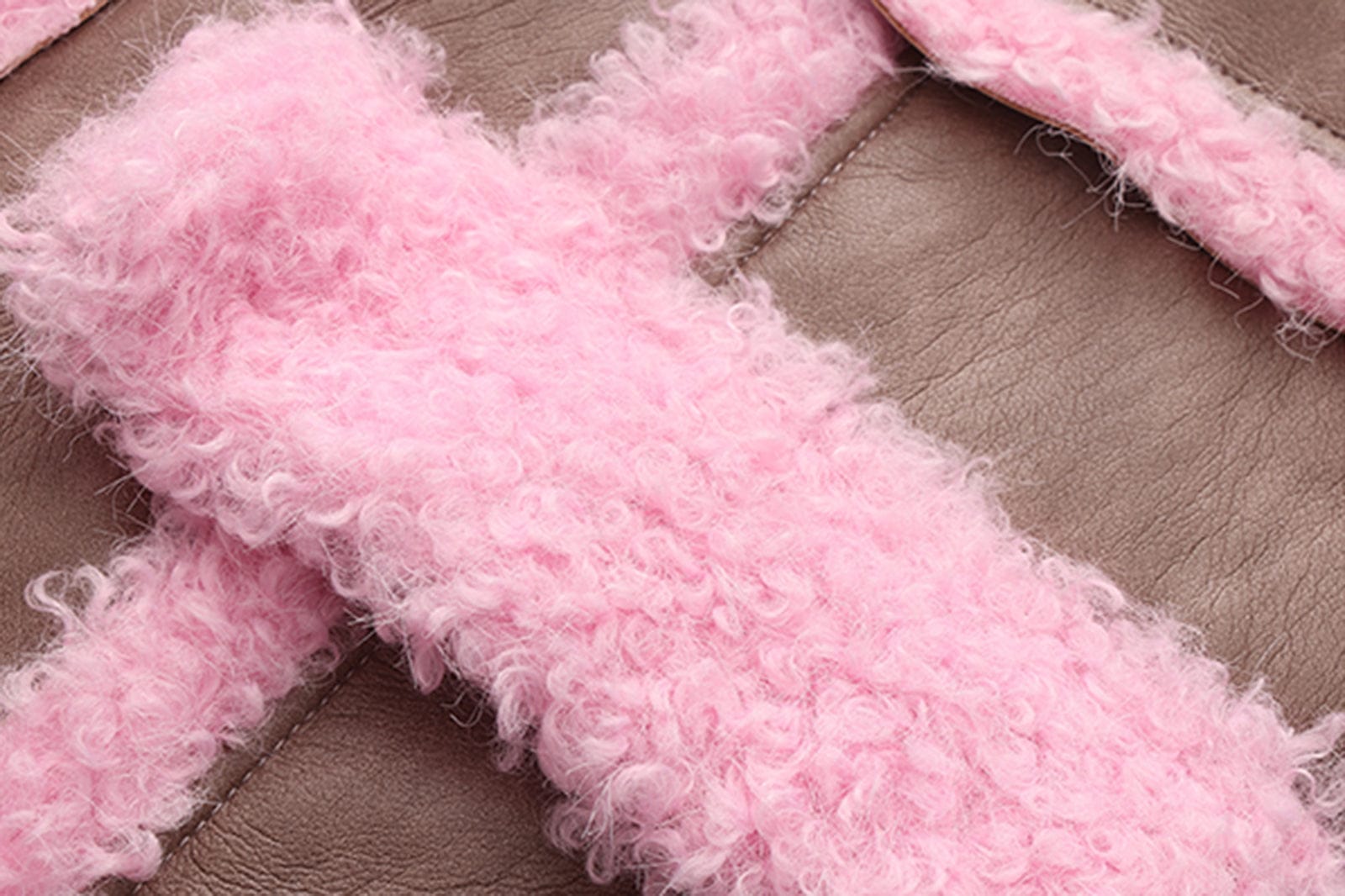 VANN VALRENCE Shearling-Trim Panel PU Long Coat