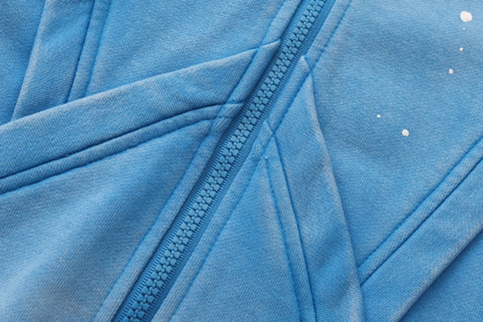 VANN VALRENCE Washed Paint-Splattered Paneled Zip Hoodie