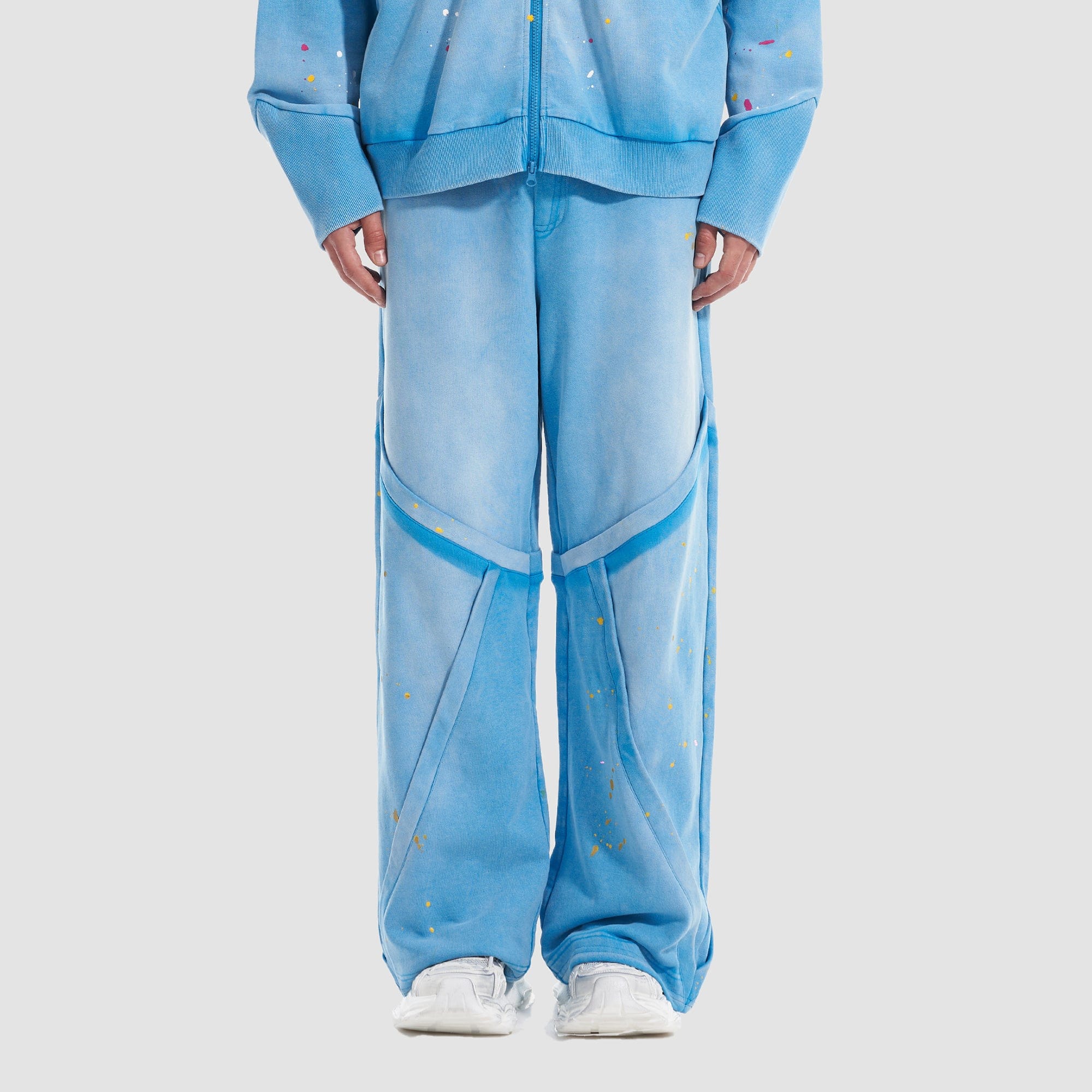 VANN VALRENCE Washed Paint-Splattered Paneled Pants