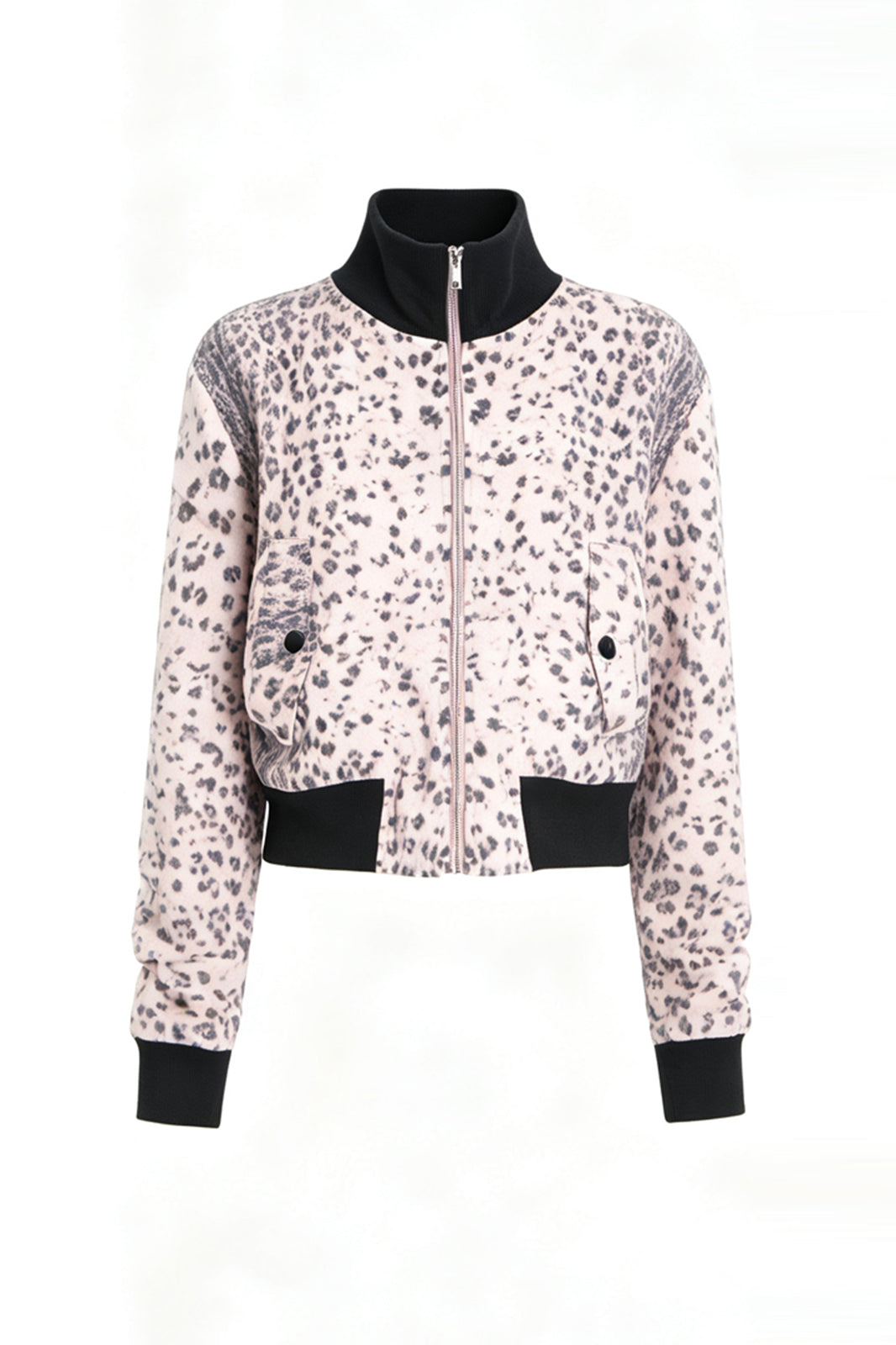 FAYCHUI Leopard Ribbed Contrast Cropped Jacket
