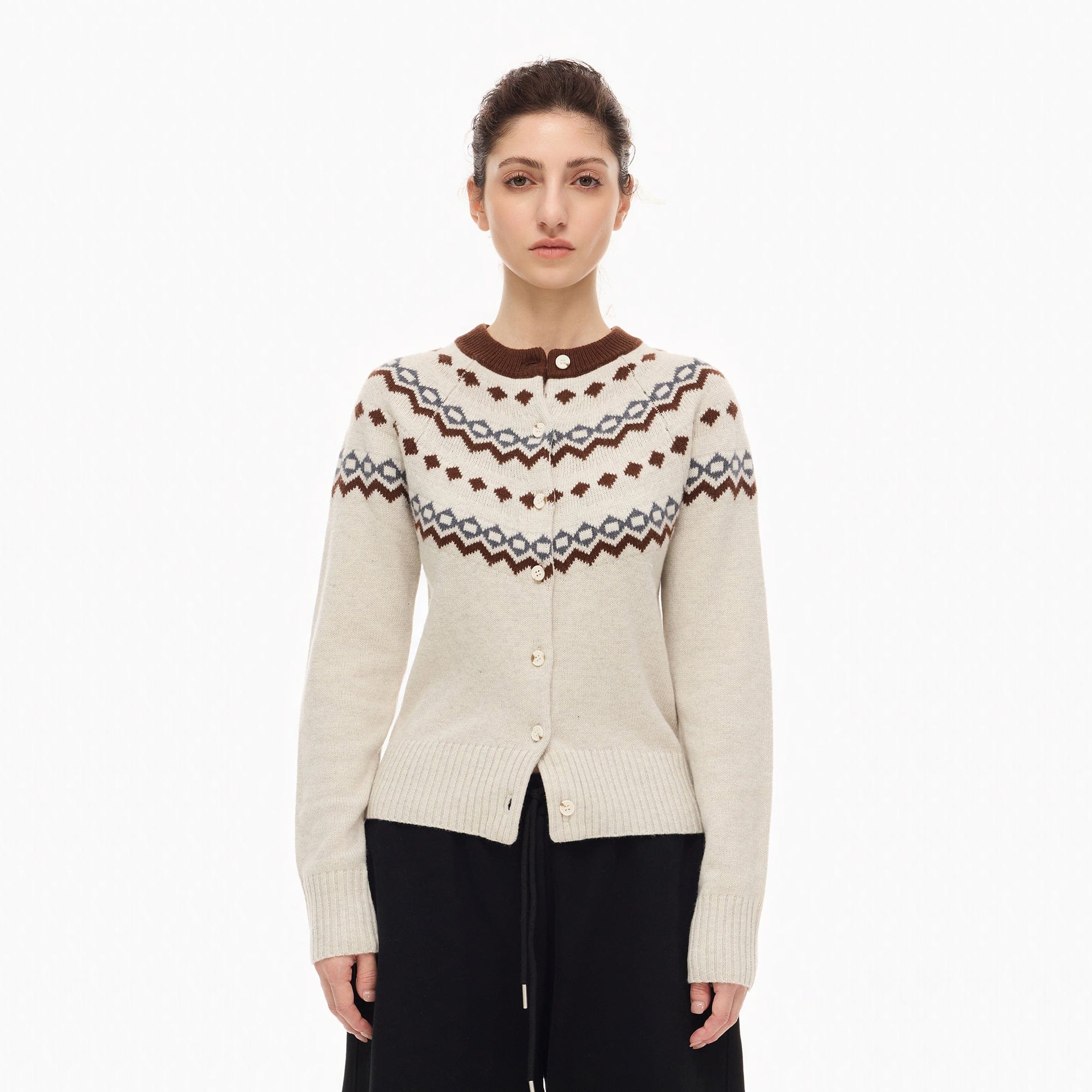 ARTIFICIAL WORLD Fair Isle Wool-Blend Cardigan