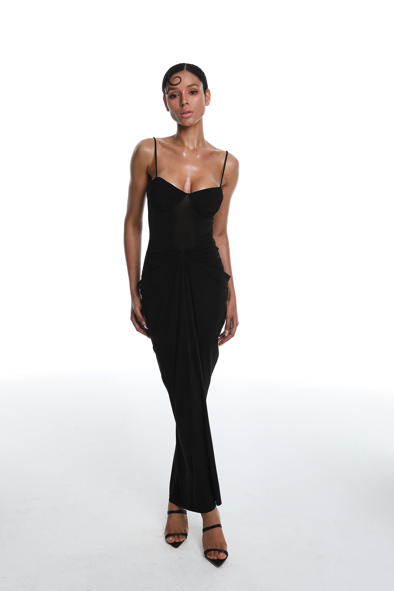 MILLIONLOTUS Ruched Sweetheart Maxi Dress