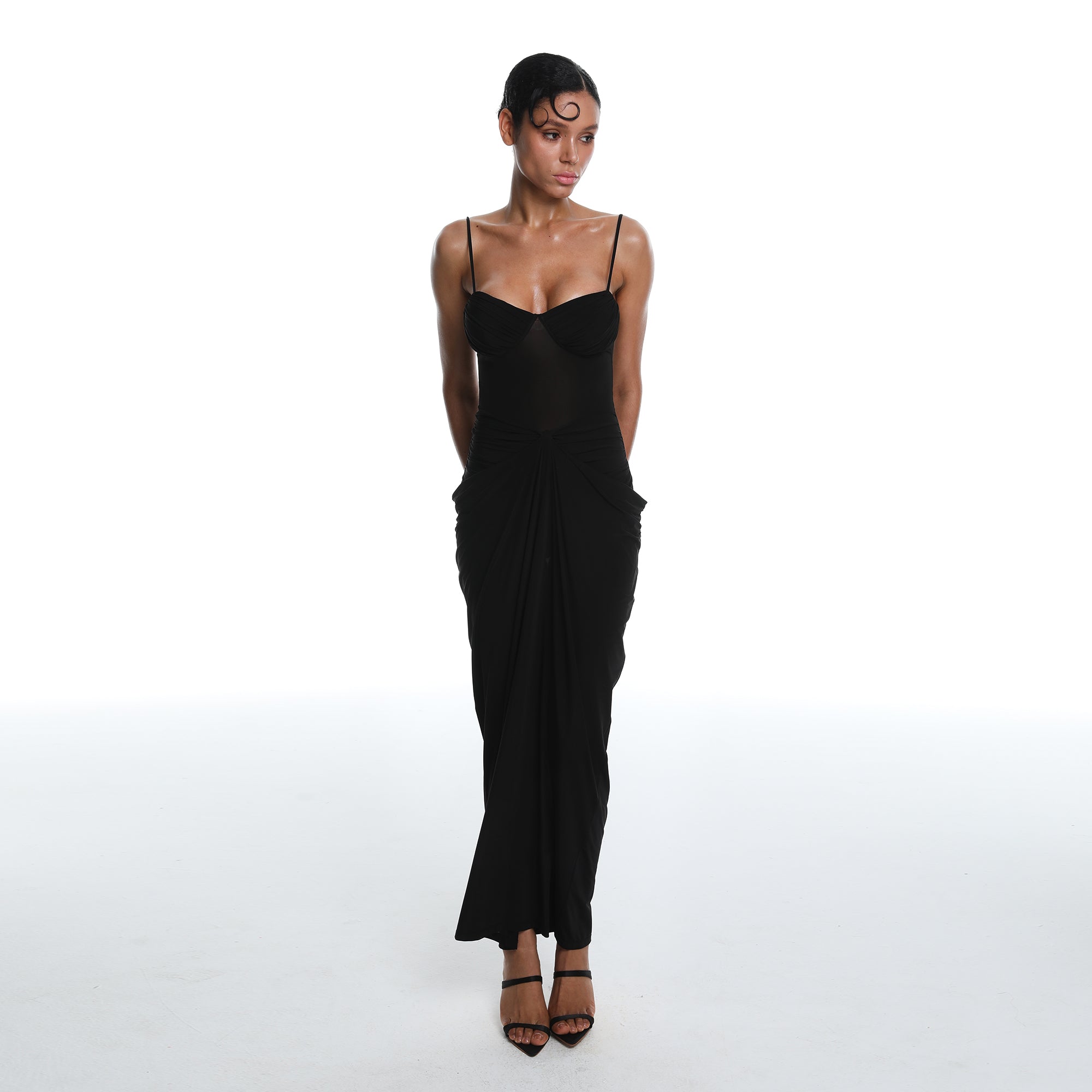 MILLIONLOTUS Ruched Sweetheart Maxi Dress