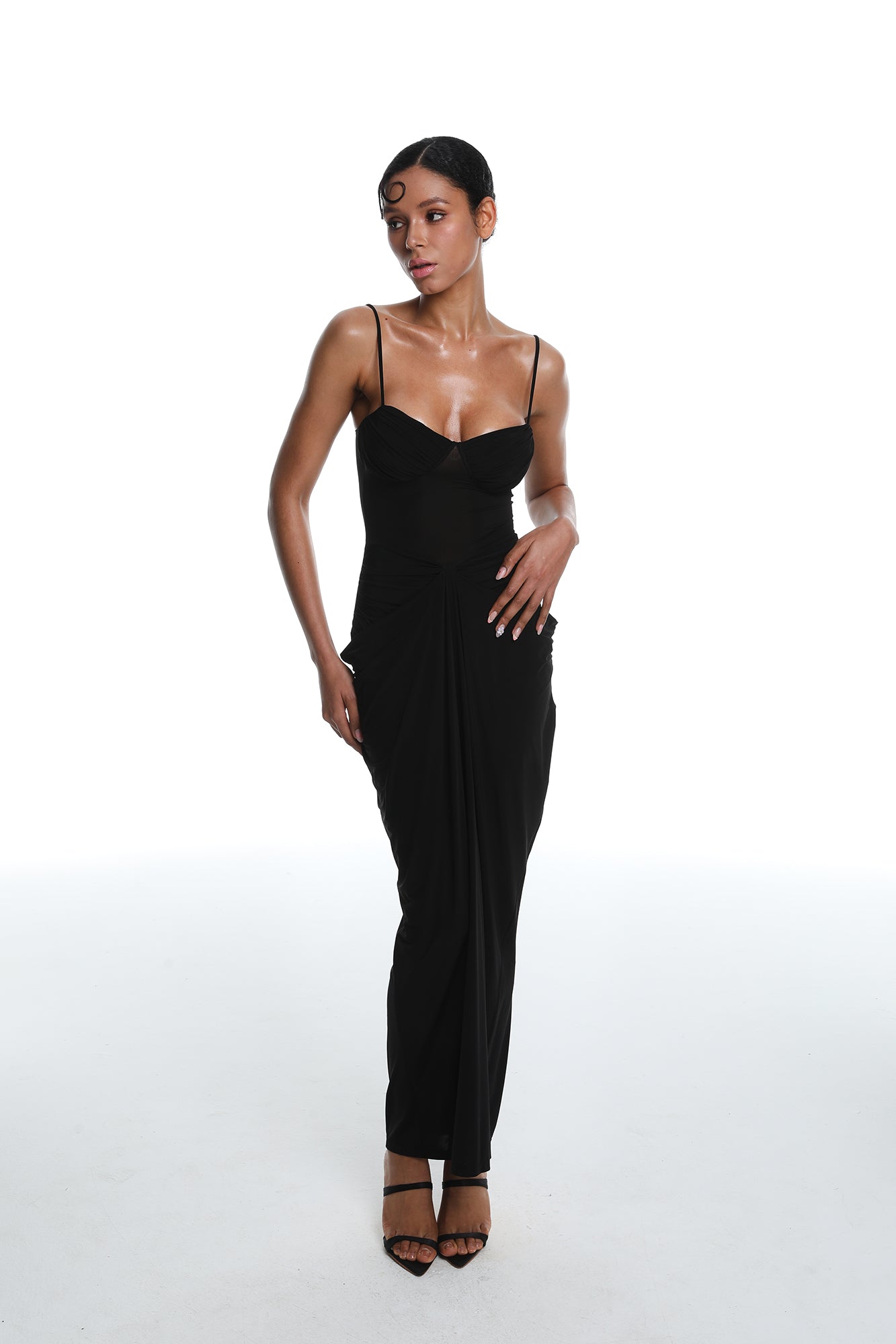 MILLIONLOTUS Ruched Sweetheart Maxi Dress