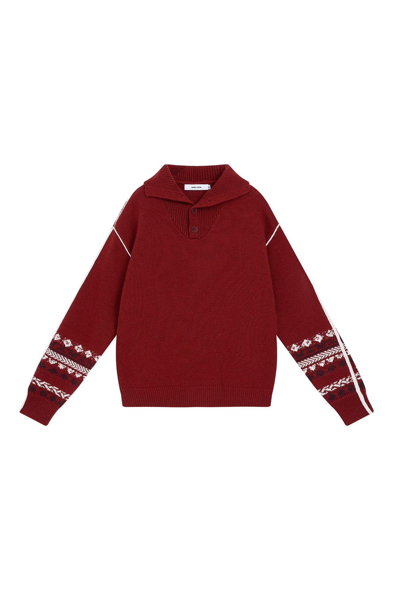 SAME FLOW Retro Jacquard Sleeve Sweater & Shawl Set