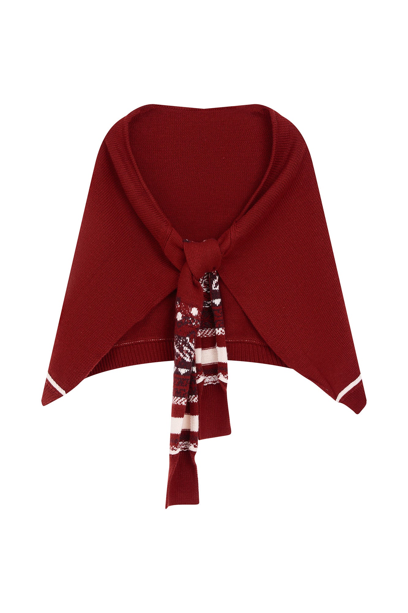 SAME FLOW Retro Jacquard Sleeve Sweater & Shawl Set