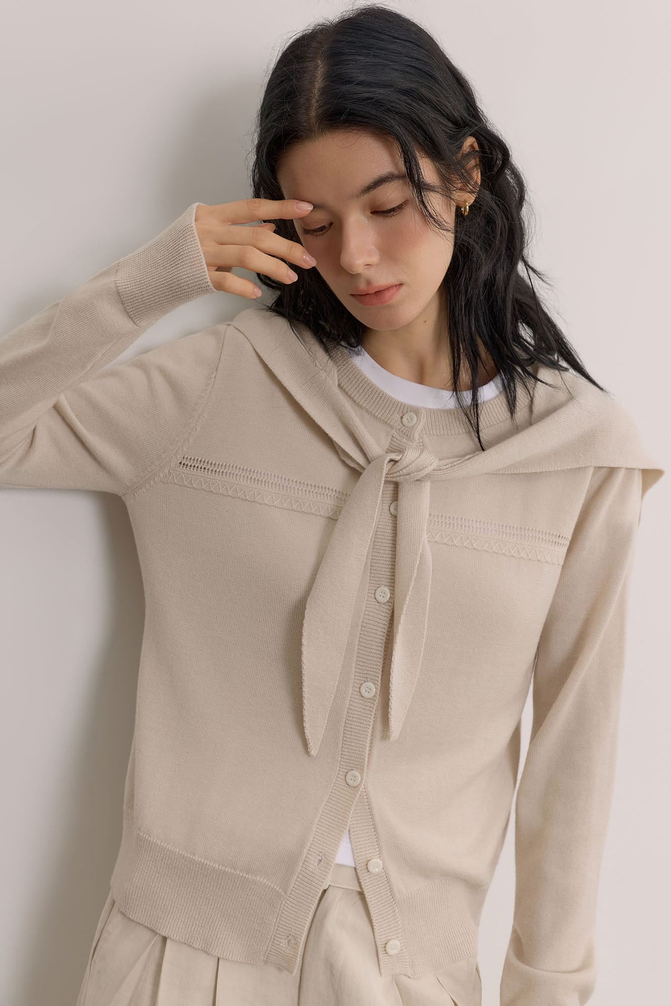 SAME FLOW Faux Layered Wool-Blend Cardigan