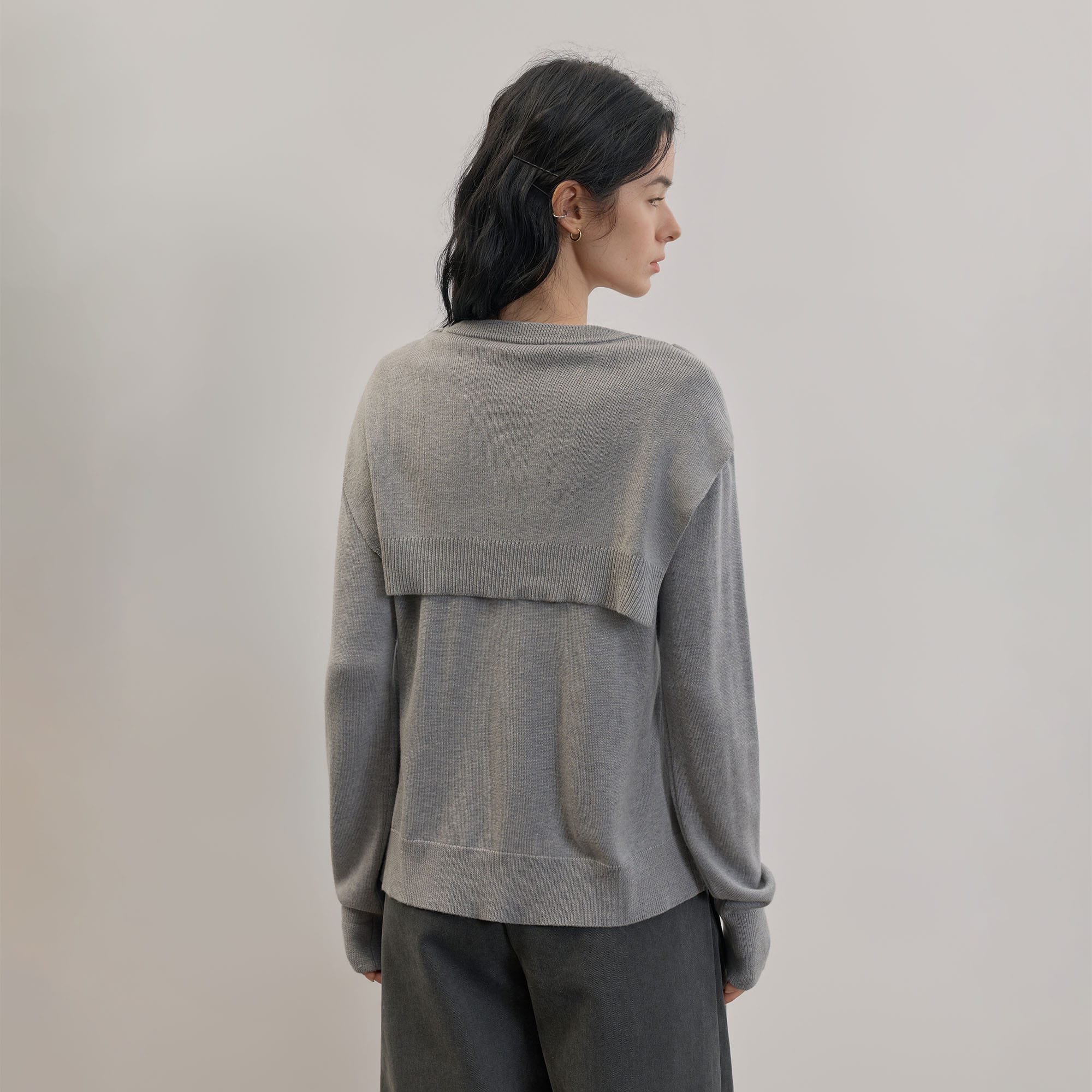 SAME FLOW Faux Layered Wool-Blend Cardigan