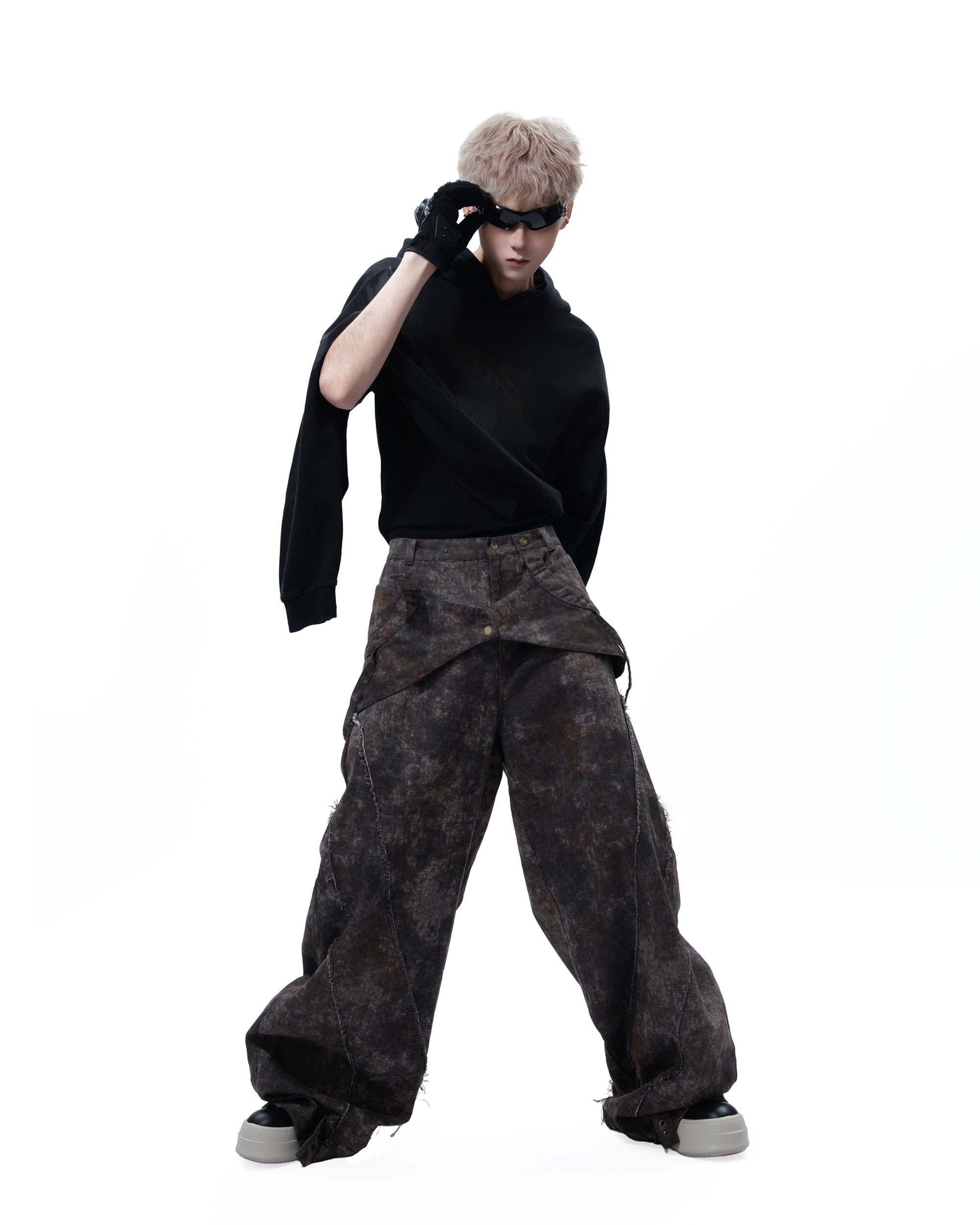 MOGONGSHE Distressed LOGO Oversized Hoodie