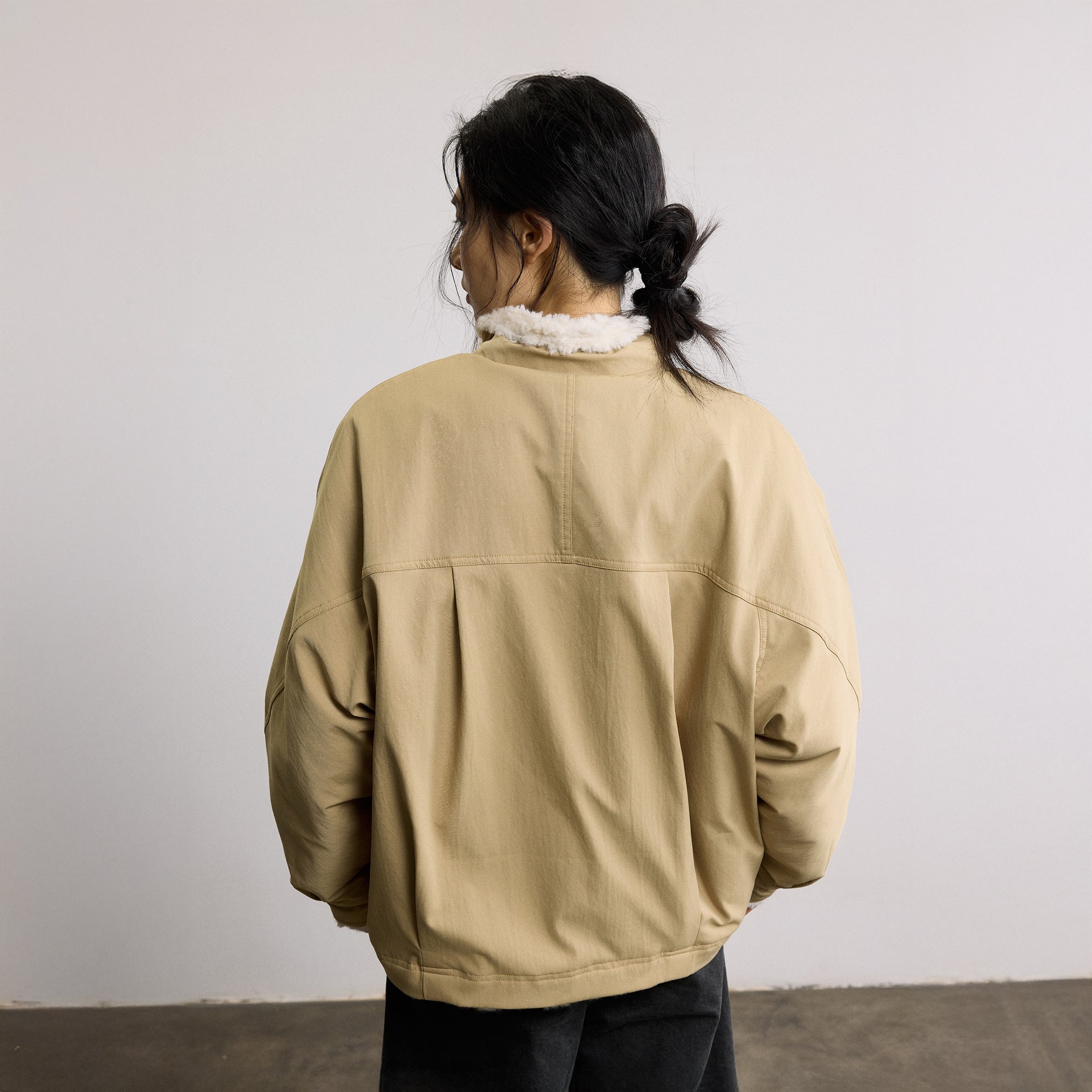 SAME FLOW Reversible Embroidered Fleece-Lined Jacket