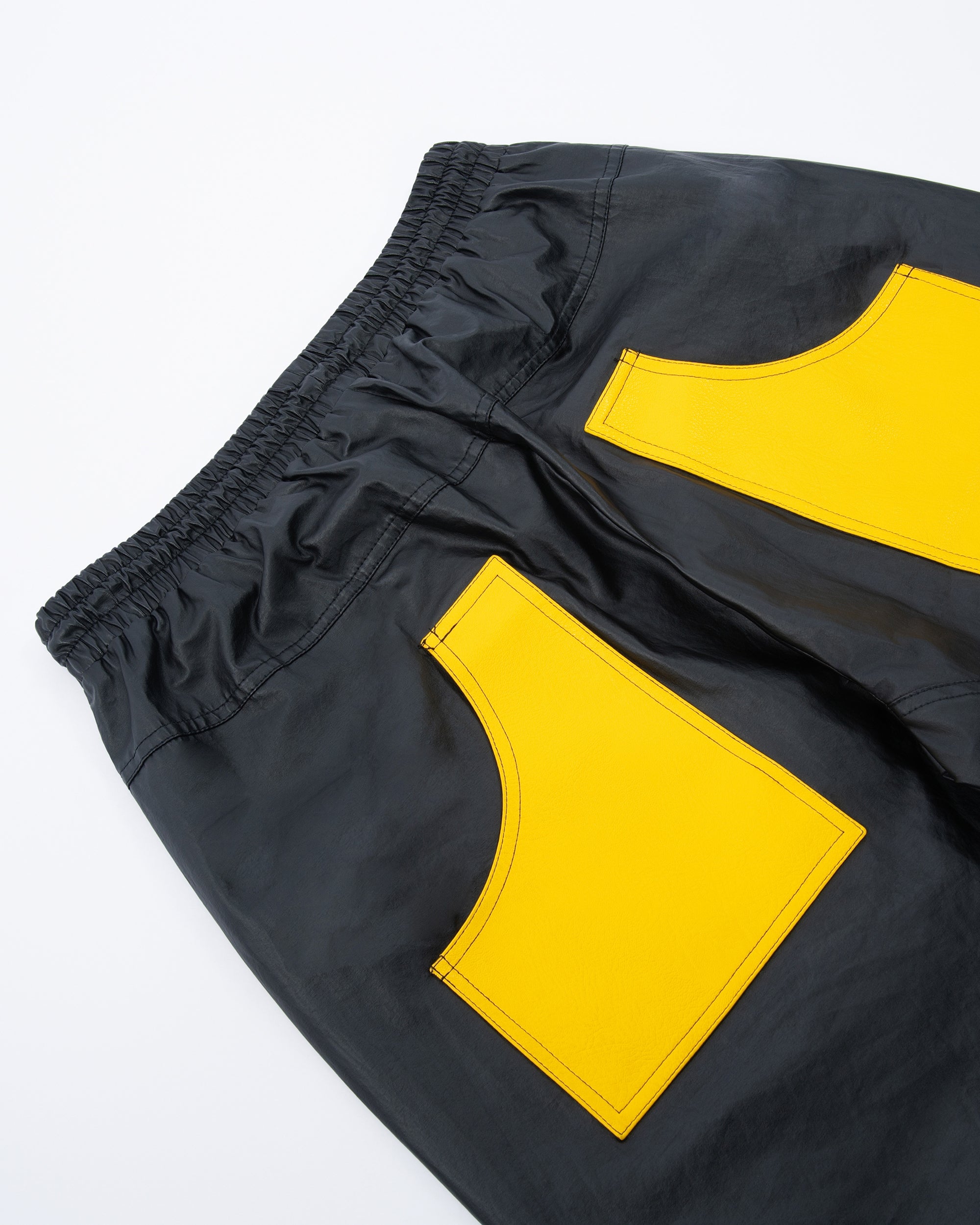 MOGONGSHE Contrast Stripe PU Wide-Leg Pants