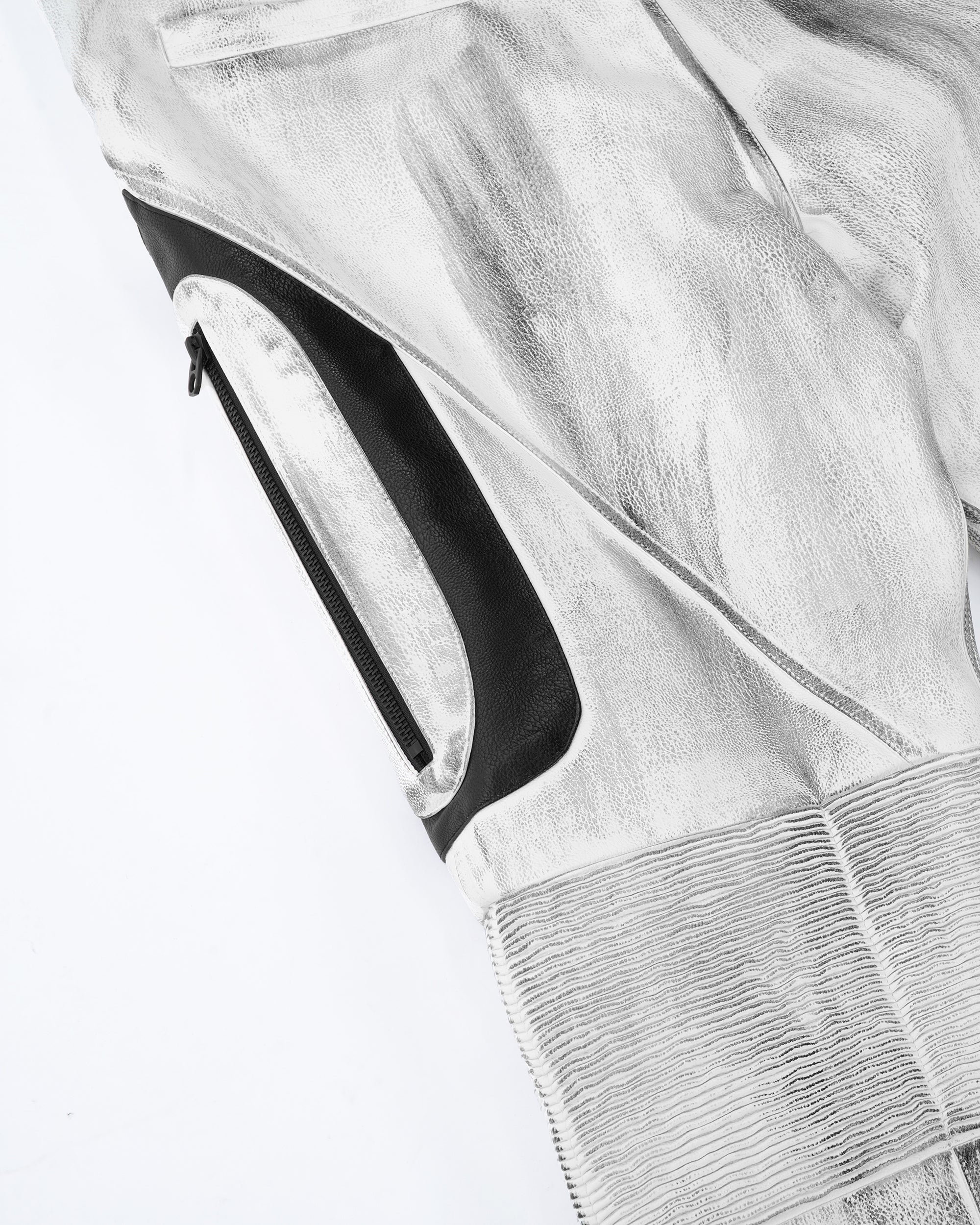 MOGONGSHE Distressed Techwear PU Moto Pants