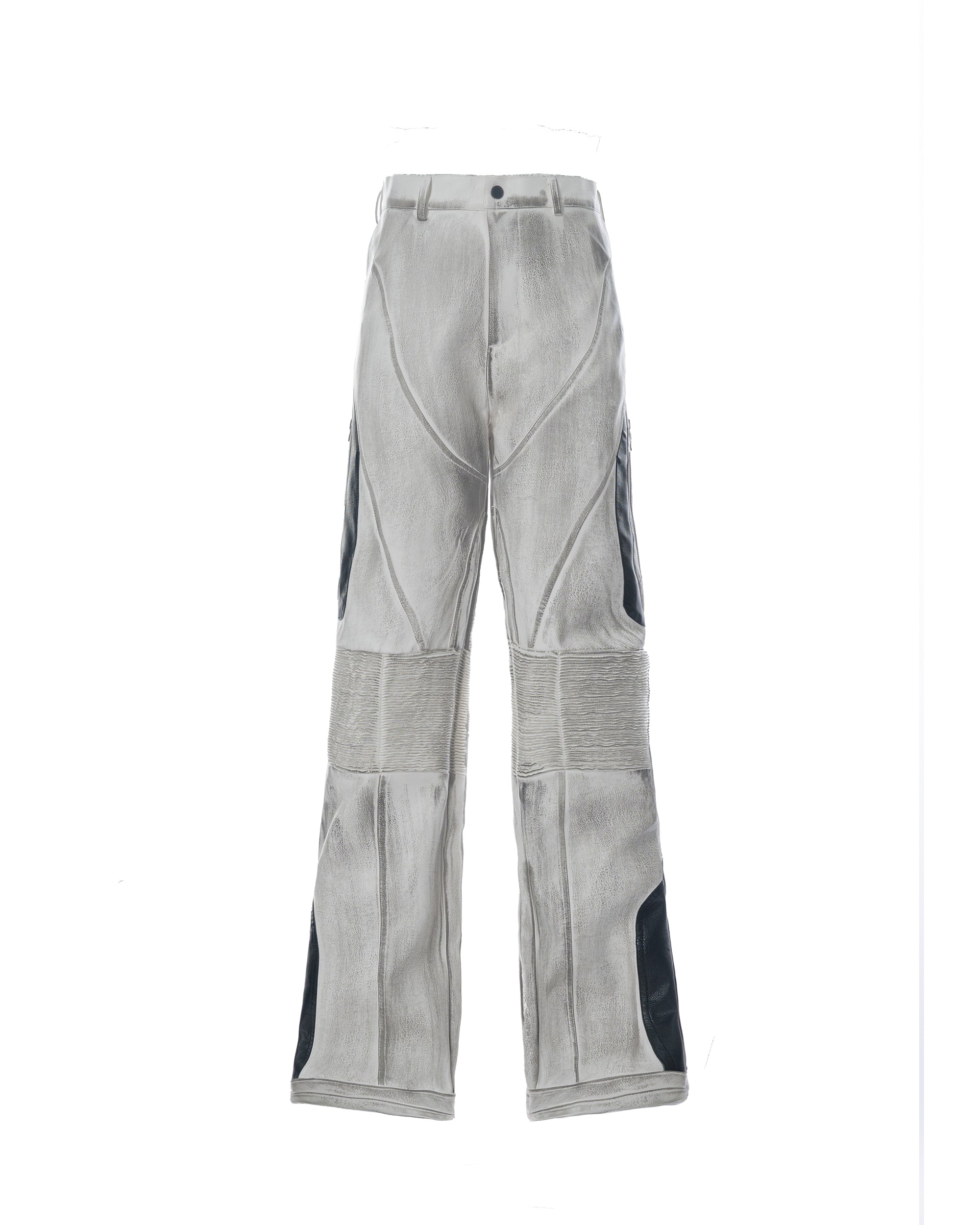 MOGONGSHE Distressed Techwear PU Moto Pants