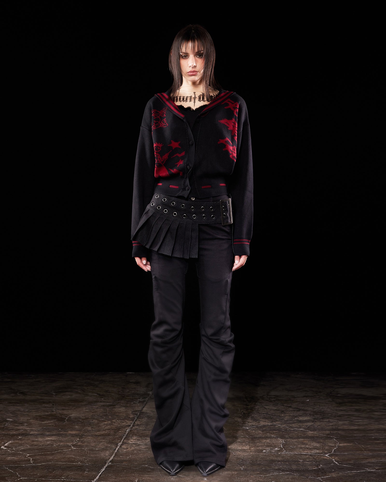 EMOHA Ruched Lazer Burnt Wing Flared Jeans