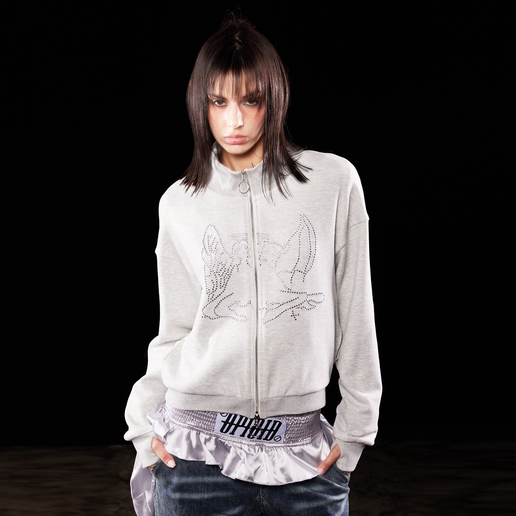 EMOHA Diamond Angel Stand Collar Jacket