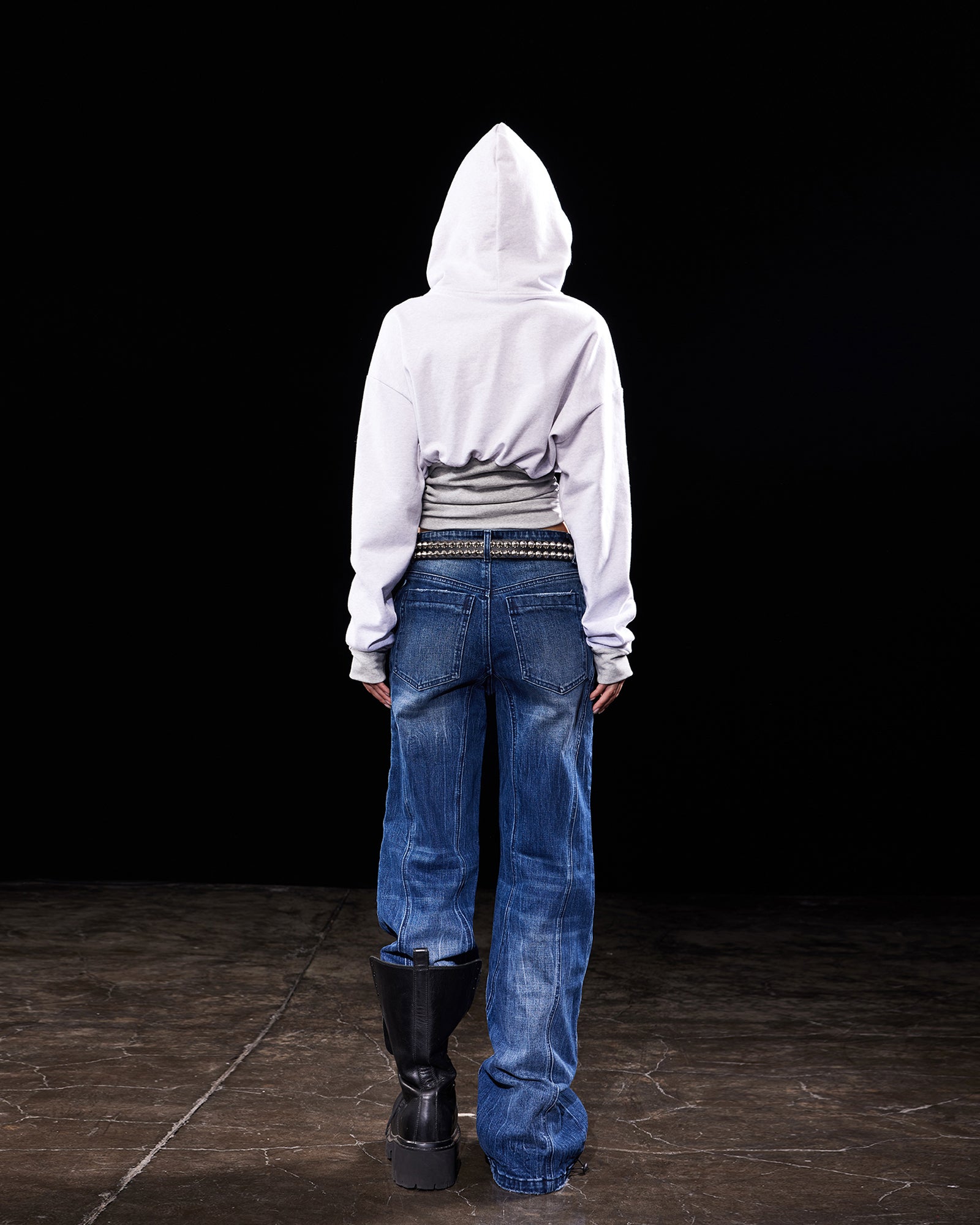 EMOHA Multi Panel Wide-Leg Washed Jeans