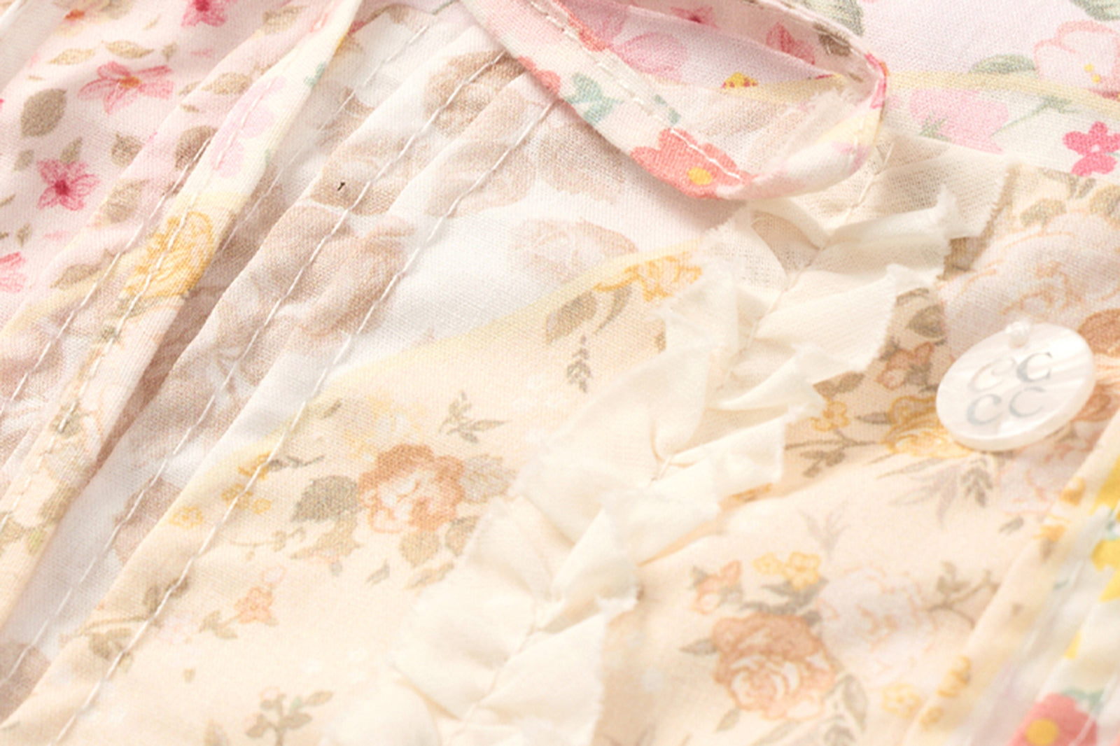 CHICCHICK Pleated Floral Full-Print Skirt