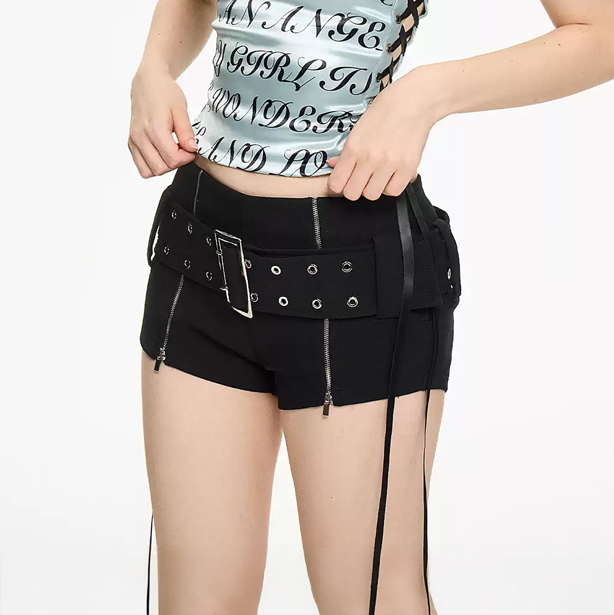 AE30 SAINT Zippered Low-Rise Split-Hem Stretch Shorts