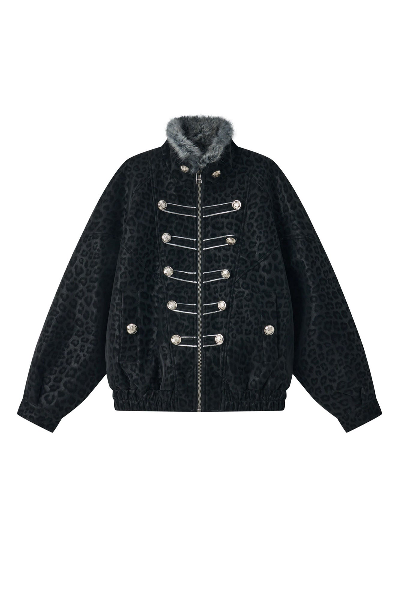 NONAME SPACE Retro Leopard Cross Patch Jacket