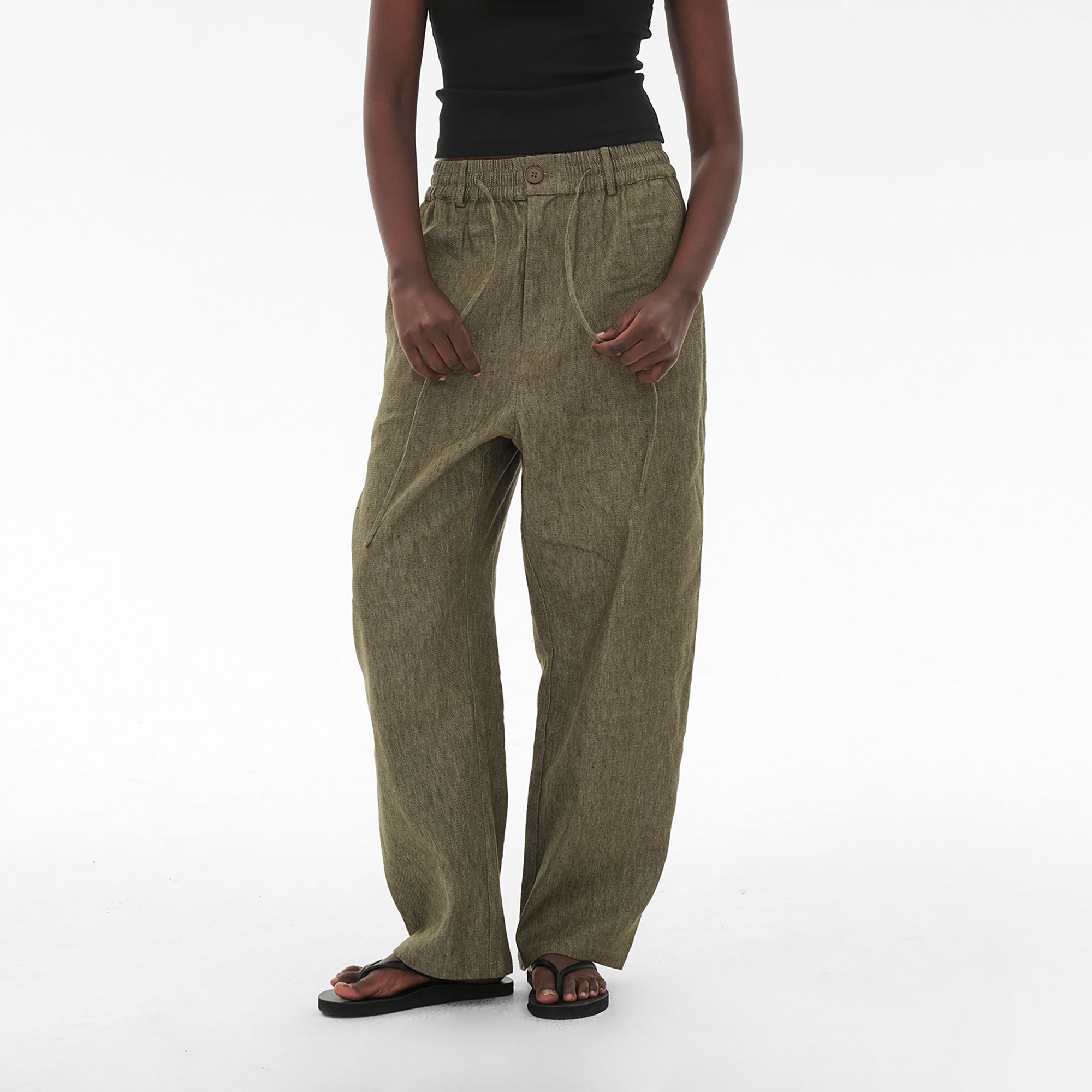 COMMAND N Relaxed Cotton-Linen Drawstring Pants