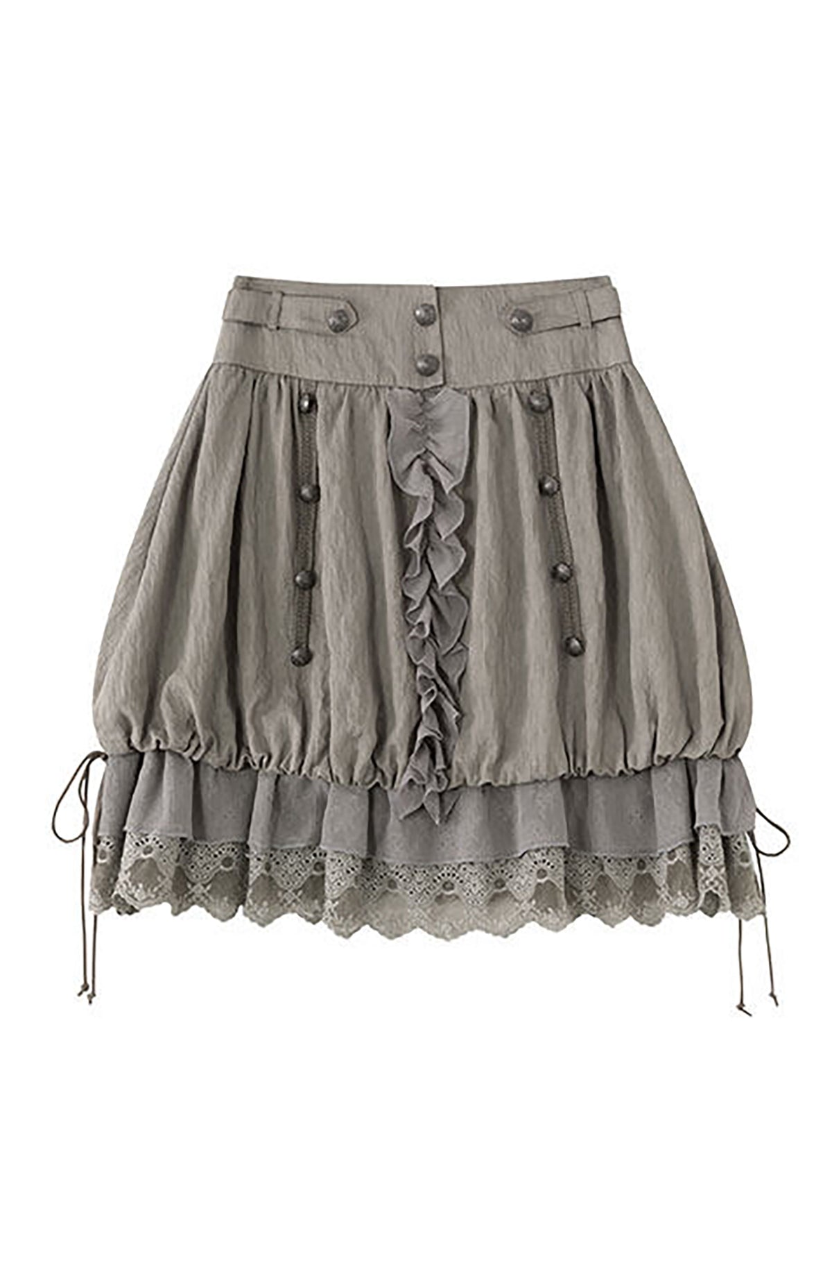 CESTNOUS Chiffon Lace Spliced Drawstring A-Line Skirt