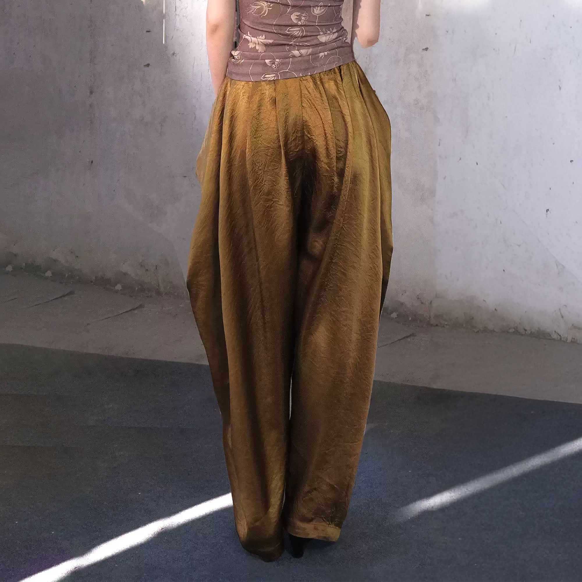 WHYNOTDANCE Acetate Draped Oversized Tapered Pants