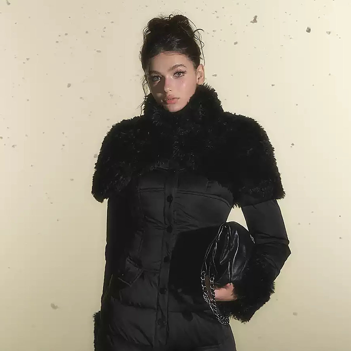 HIIMDAI Faux Fur Cape Vest Jacket