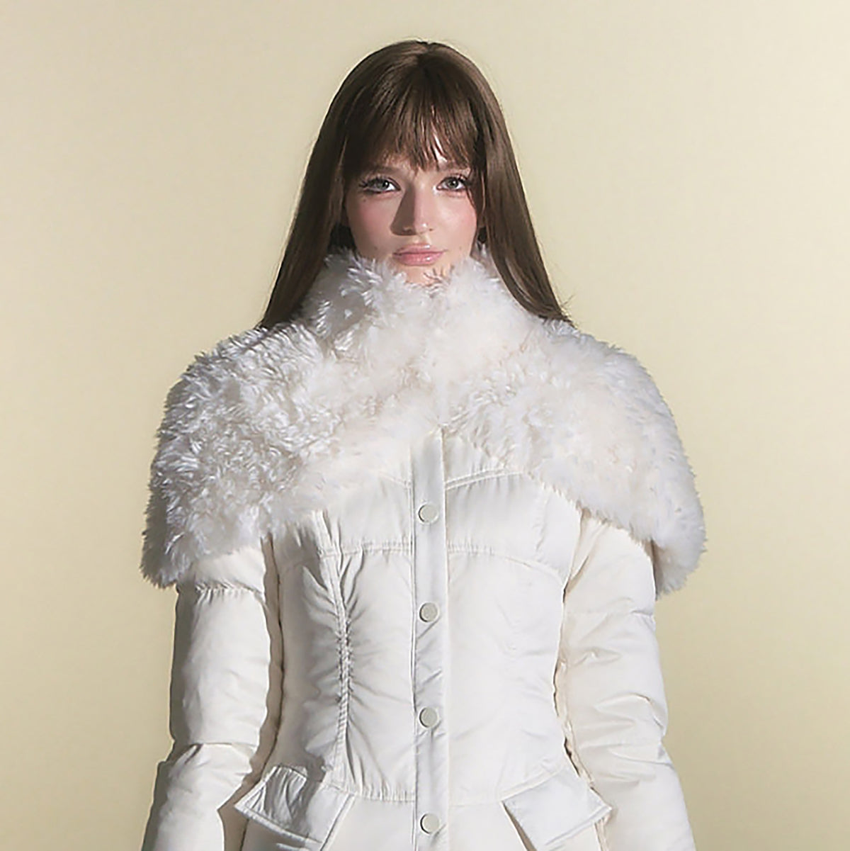 HIIMDAI Faux Fur Cape Vest Jacket