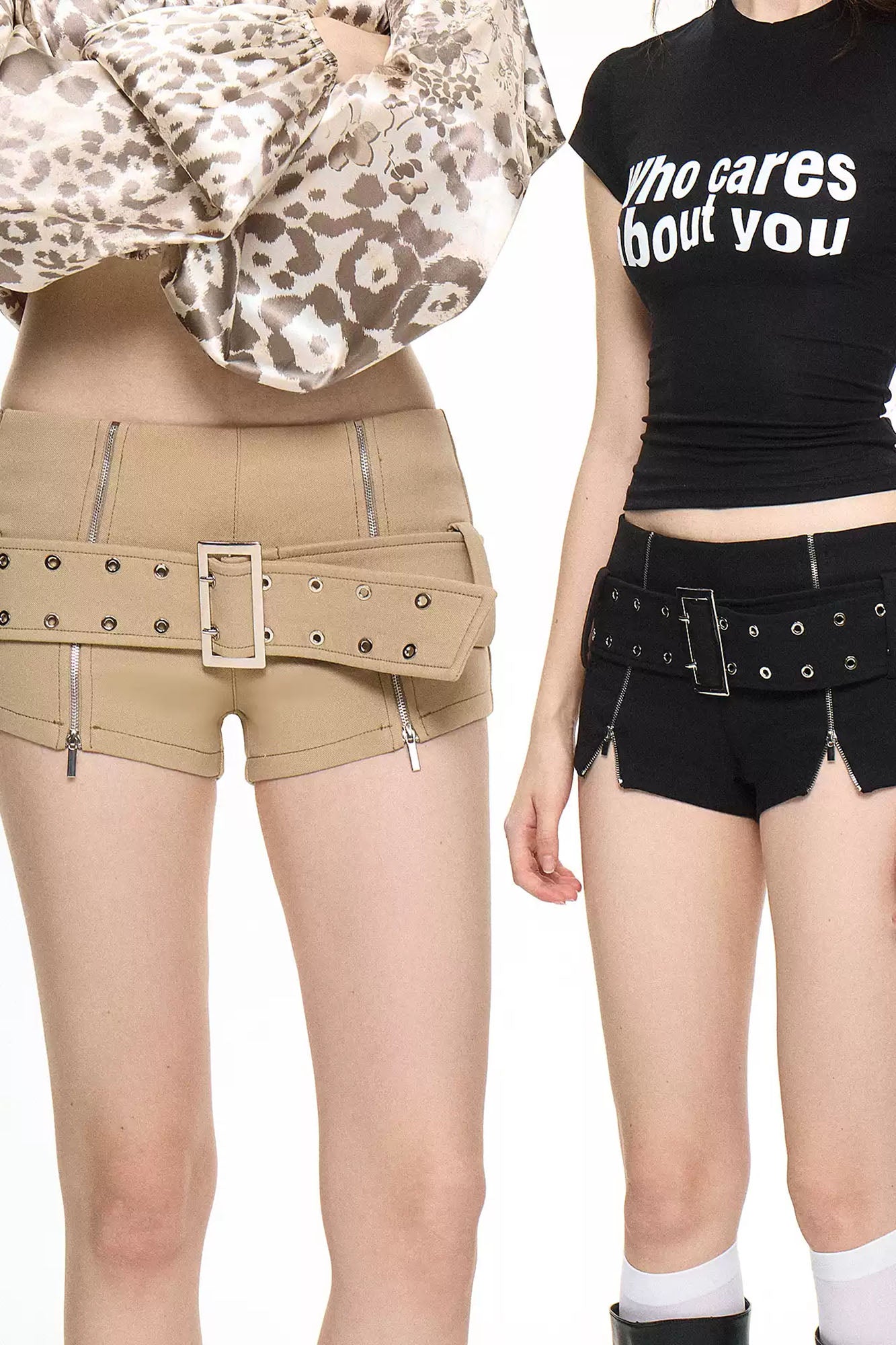 AE30 SAINT Zippered Low-Rise Split-Hem Stretch Shorts