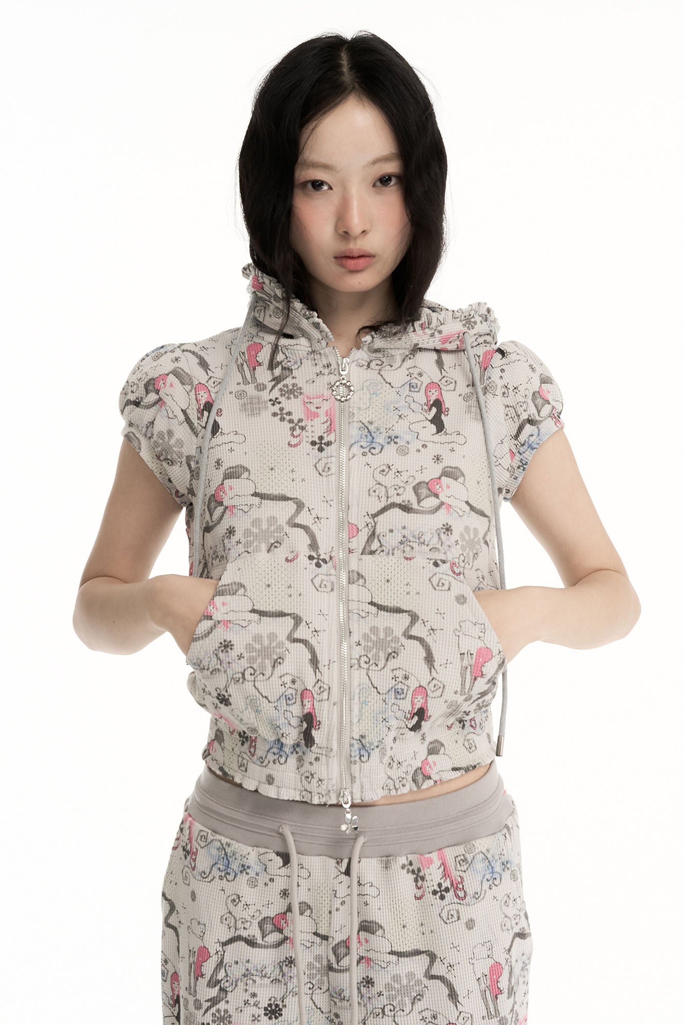 CONFUN Fantasy Full-Print Zip-Up Hooded Tee