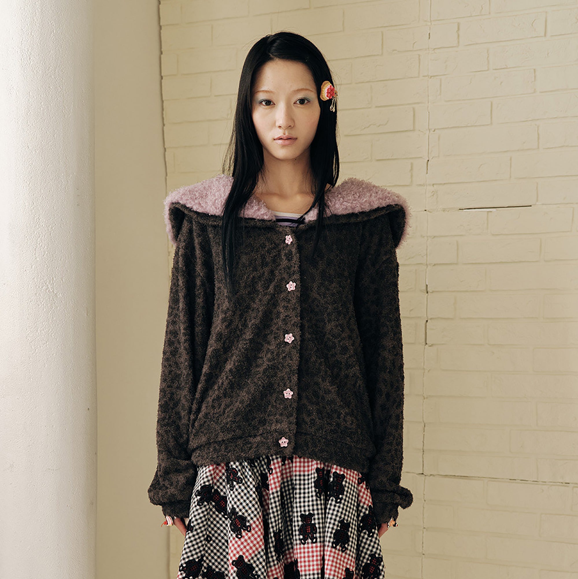 HAVEAMEAL Detachable Collar Leopard Full-Print Jacket