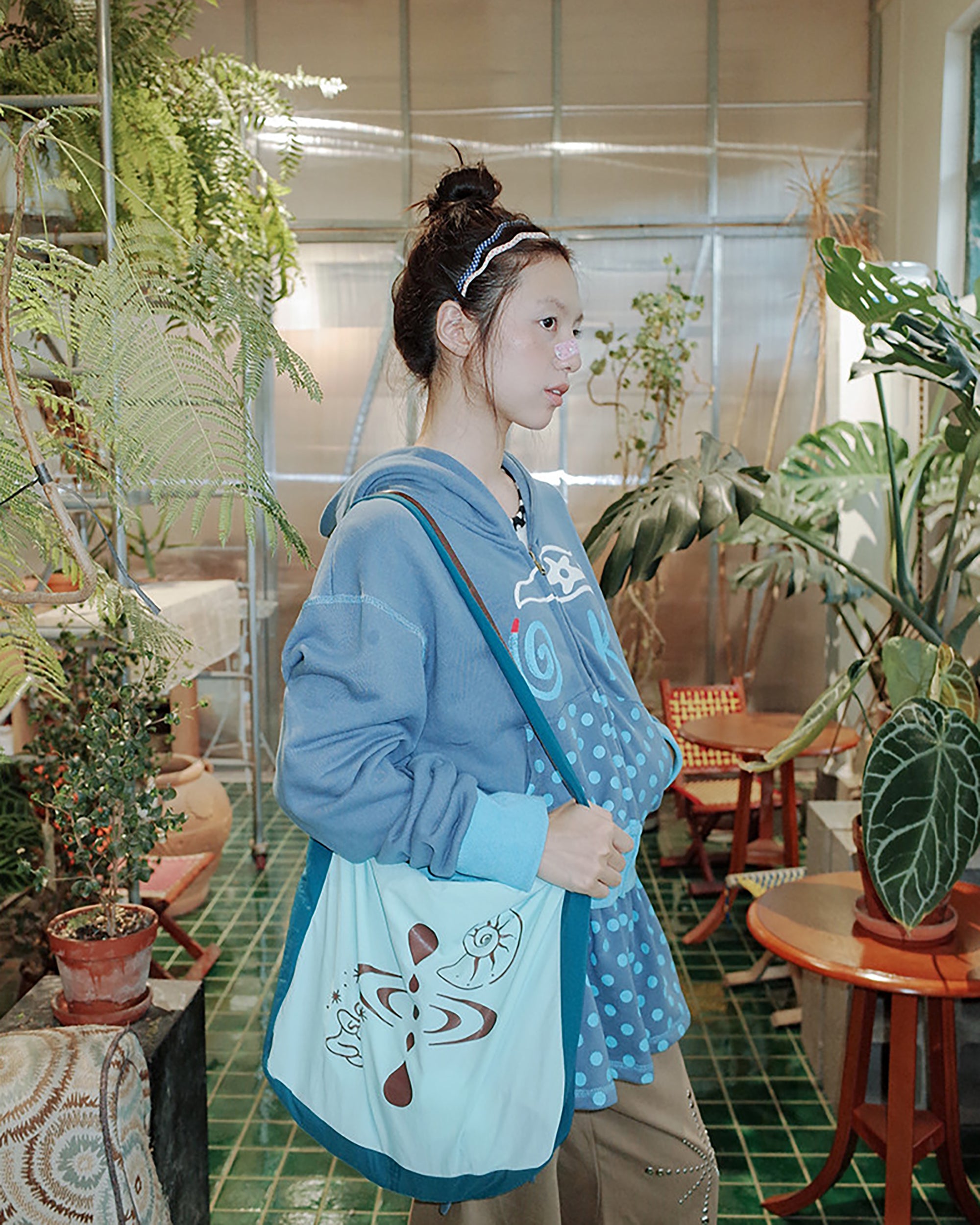 UNSOCIAL NIGHT Contrast Panel Slouchy Crossbody Bag