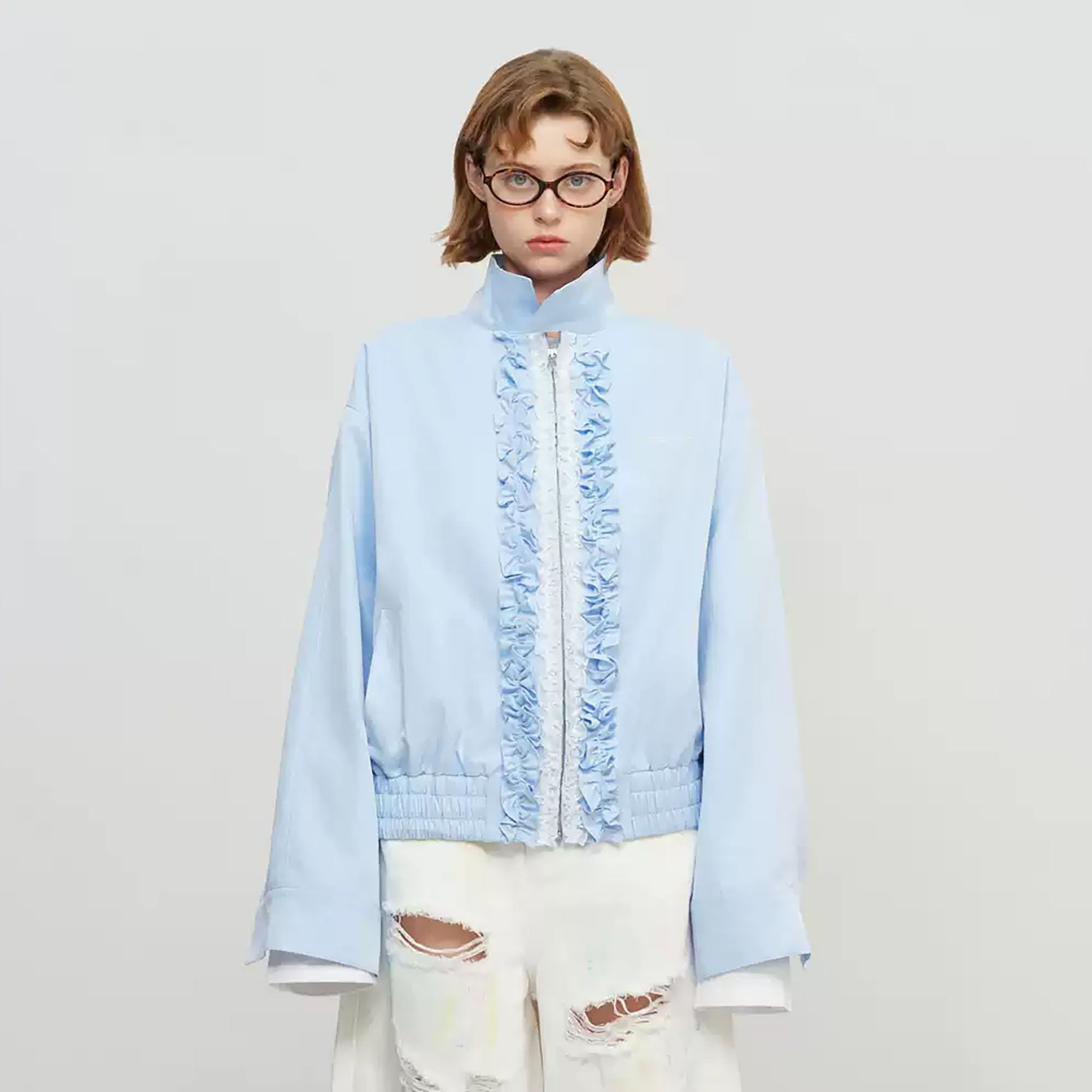 SOFITTE Ruffle-Trim Zip-Up Jacket
