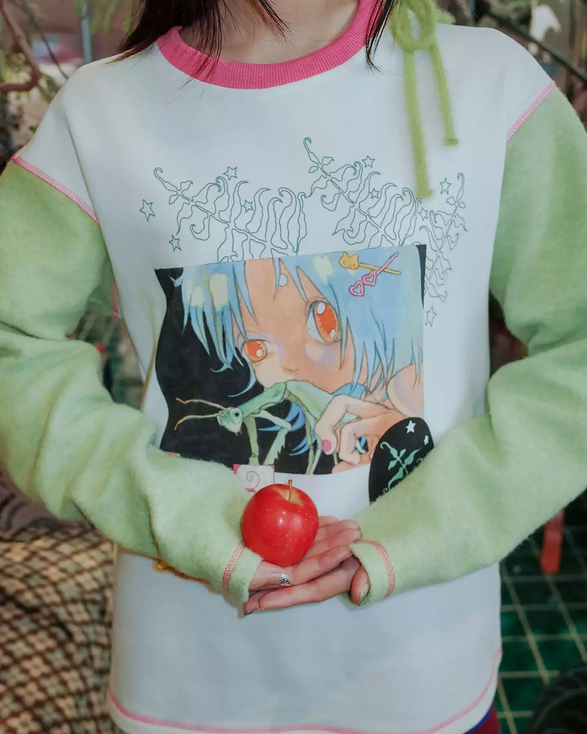 UNSOCIAL NIGHT × OLIWA Illustrated Contrast Sweatshirt