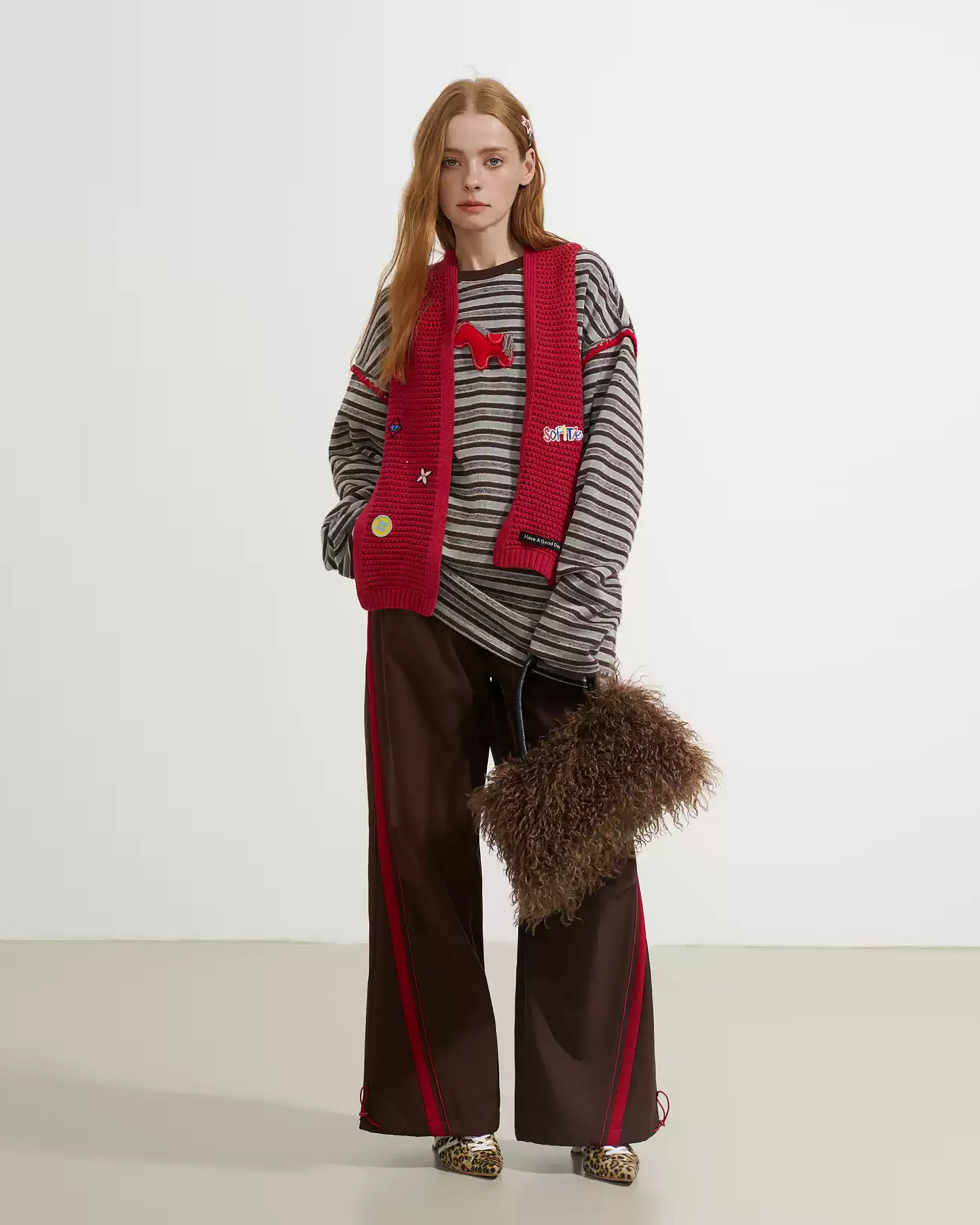 SOFITTE Contrast Curved-Stripe Drawstring Pants