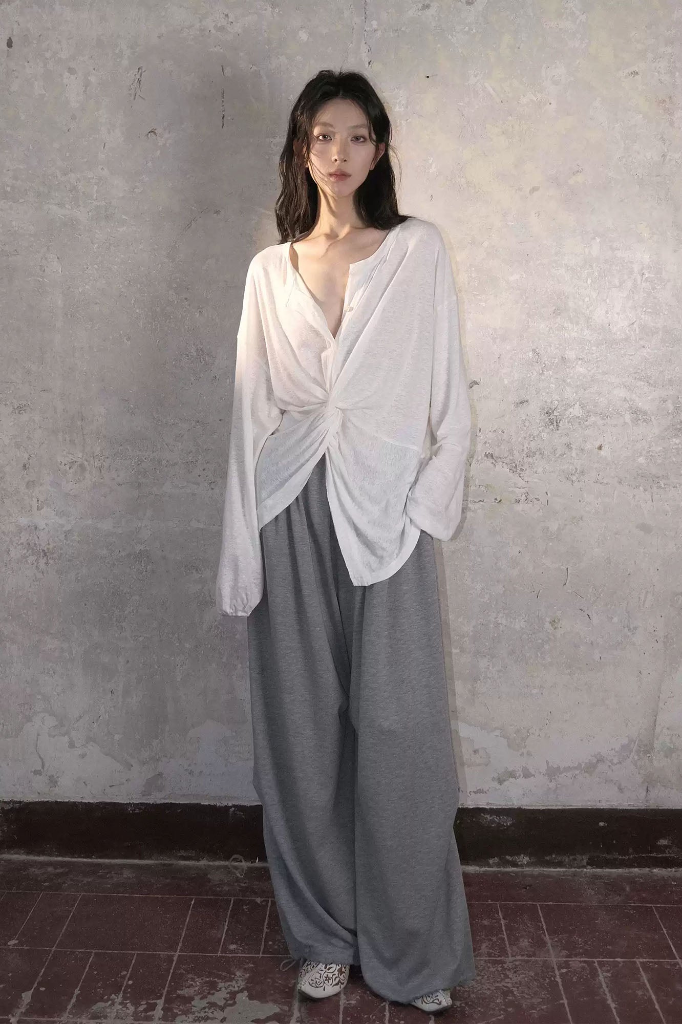 WHYNOTDANCE Essential Drawstring-Hem Wide-Leg Sweatpants