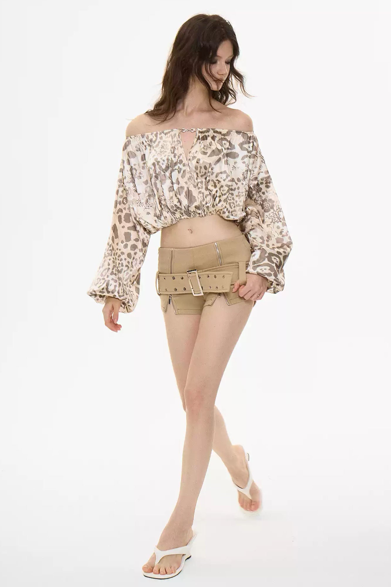 AE30 SAINT Zippered Low-Rise Split-Hem Stretch Shorts