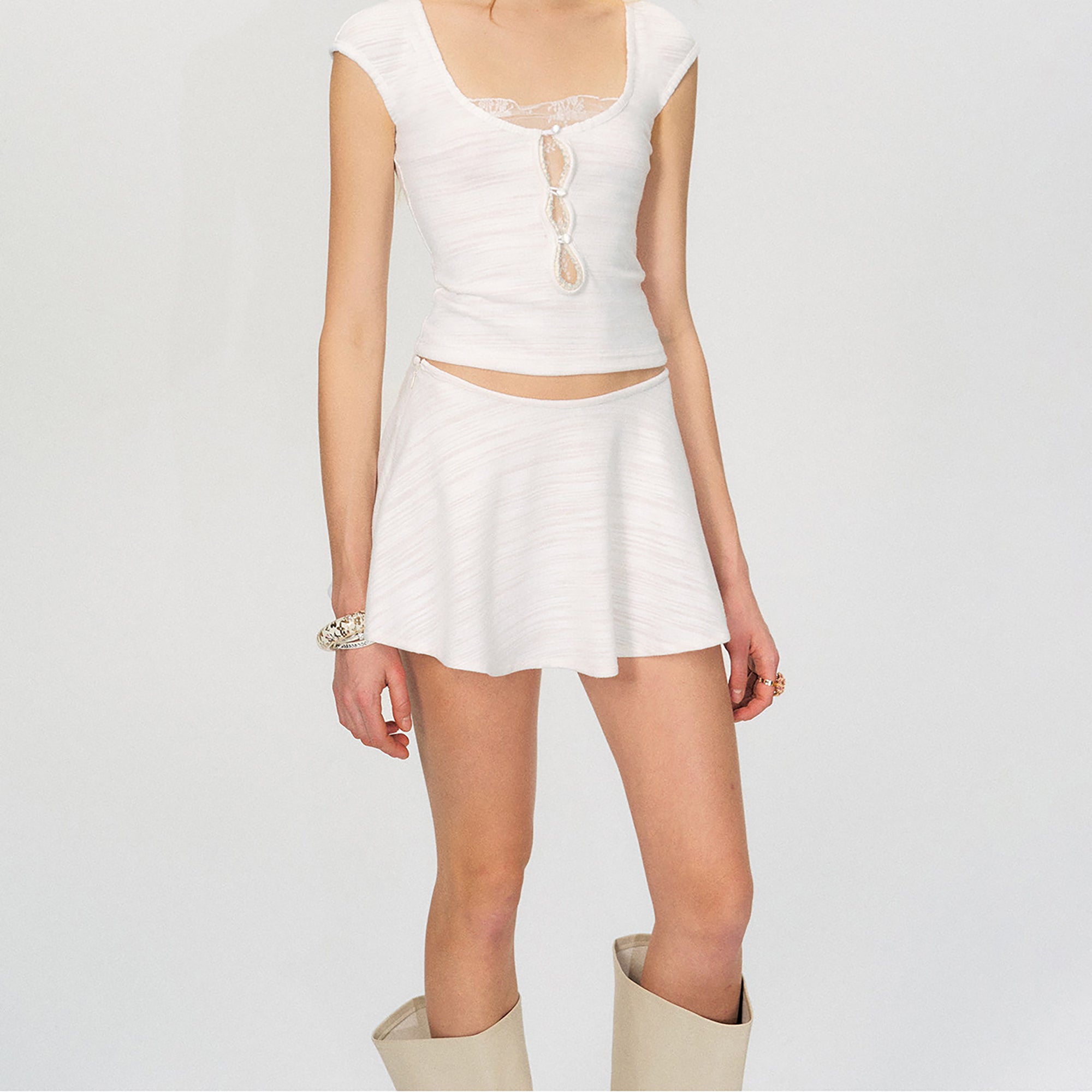 THE NEVERMORE Linen Slub Slight A-line Mini Skirt