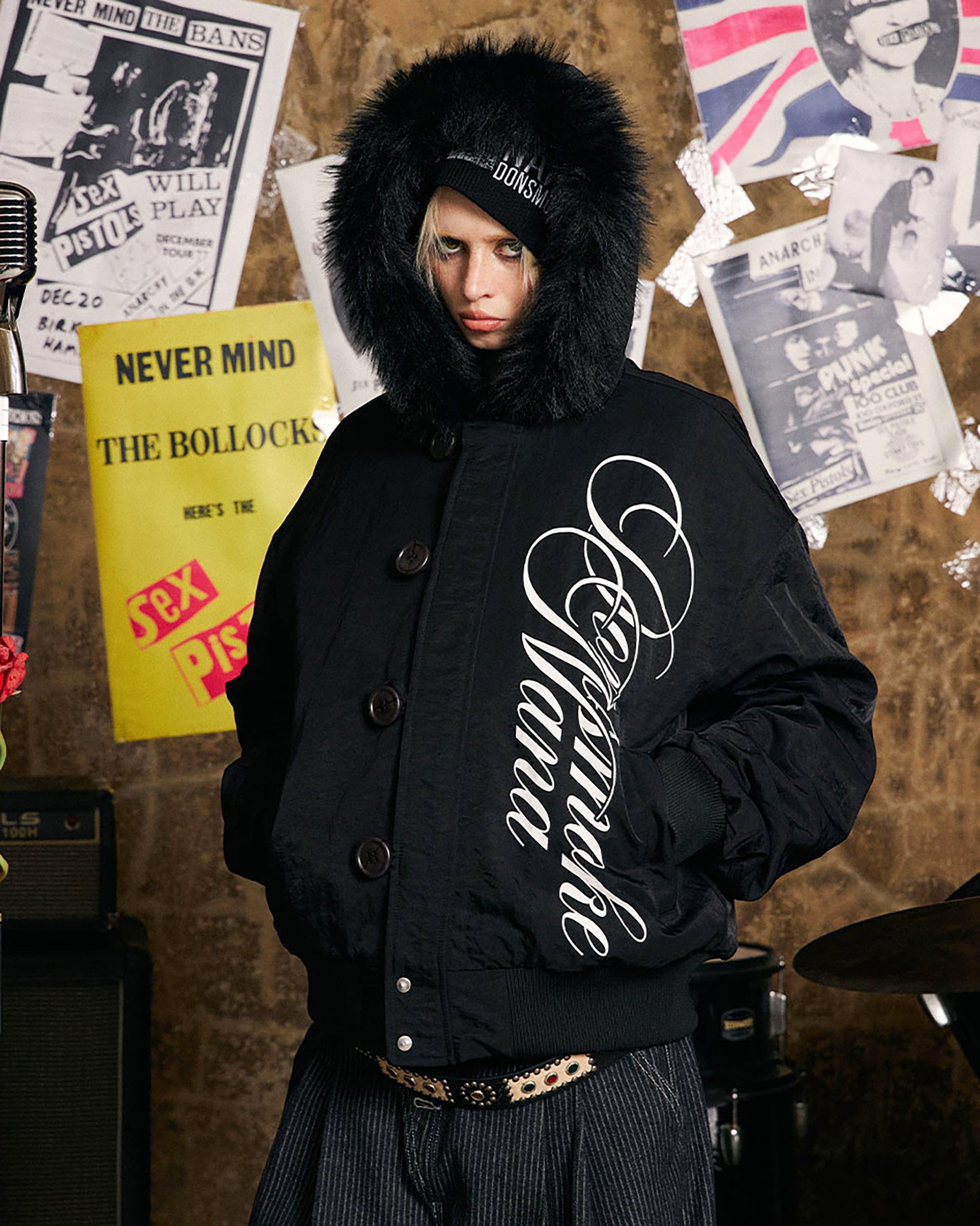 DONSMOKE × NANA Manga Graphic Fur Trim Bomber Jacket