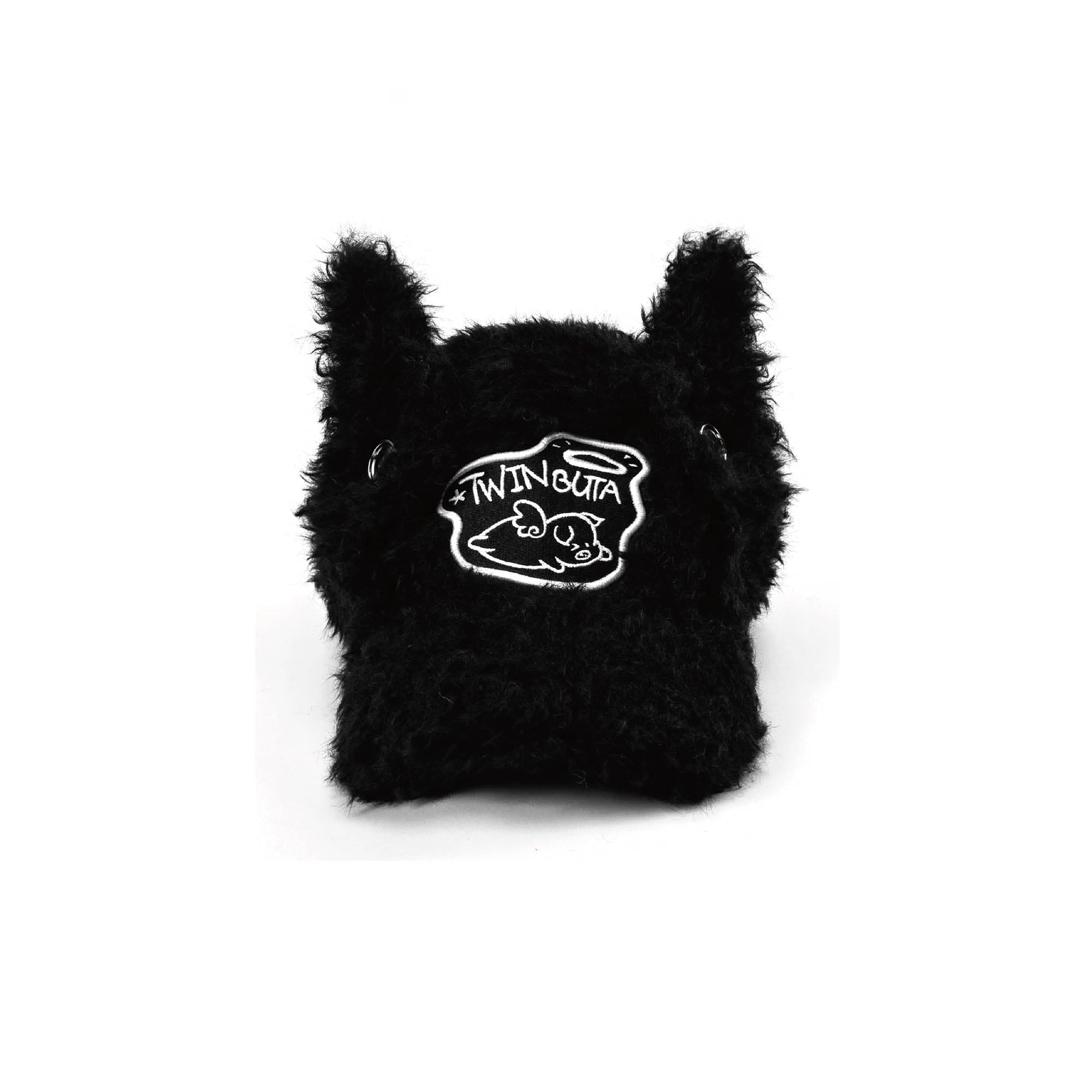 TWINBUTA Furry Ear Embroidered Cap Black