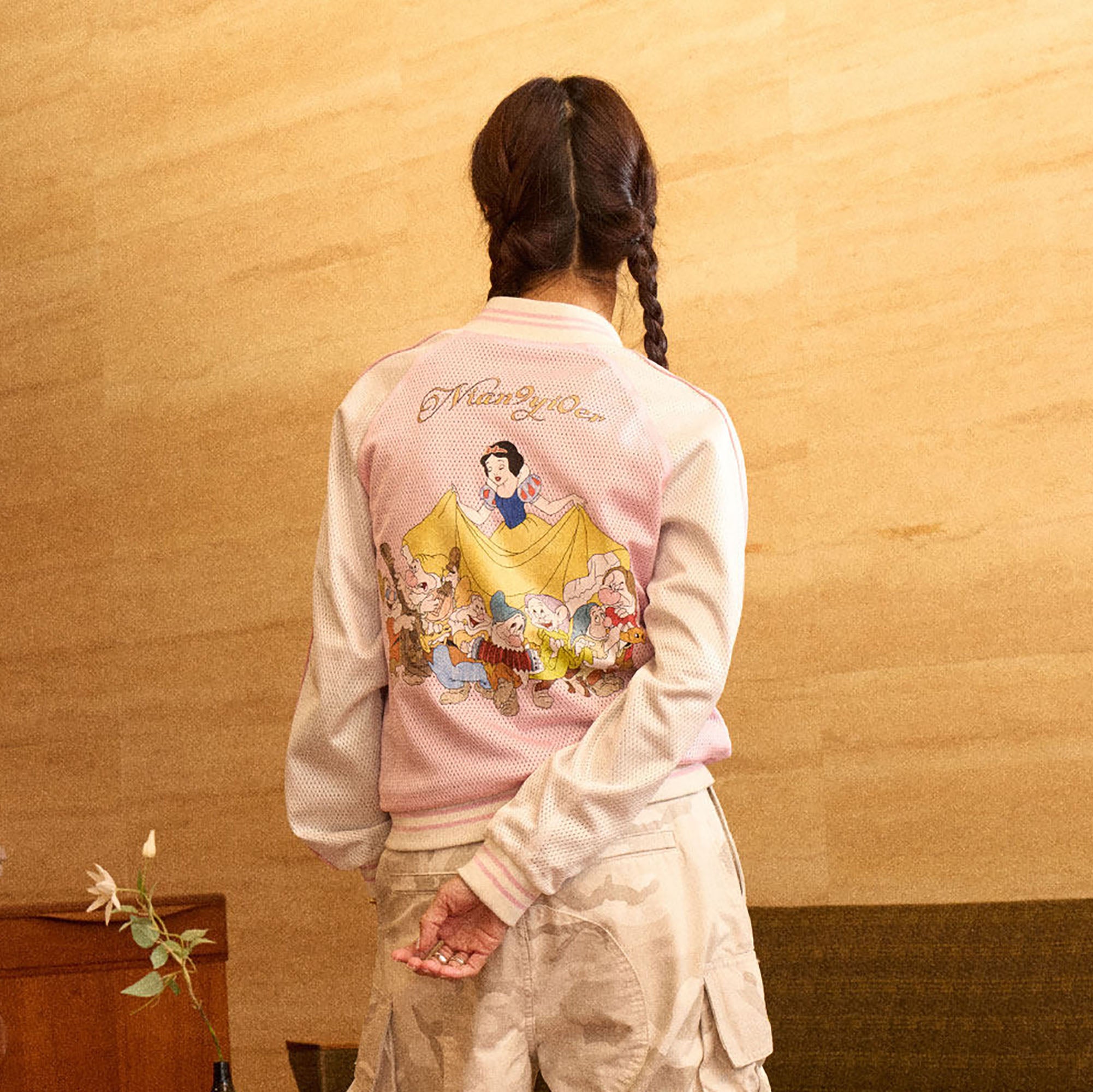 NIANJIUYIKOUER Reversible Fairytale Graphic Mesh Bomber Jacket