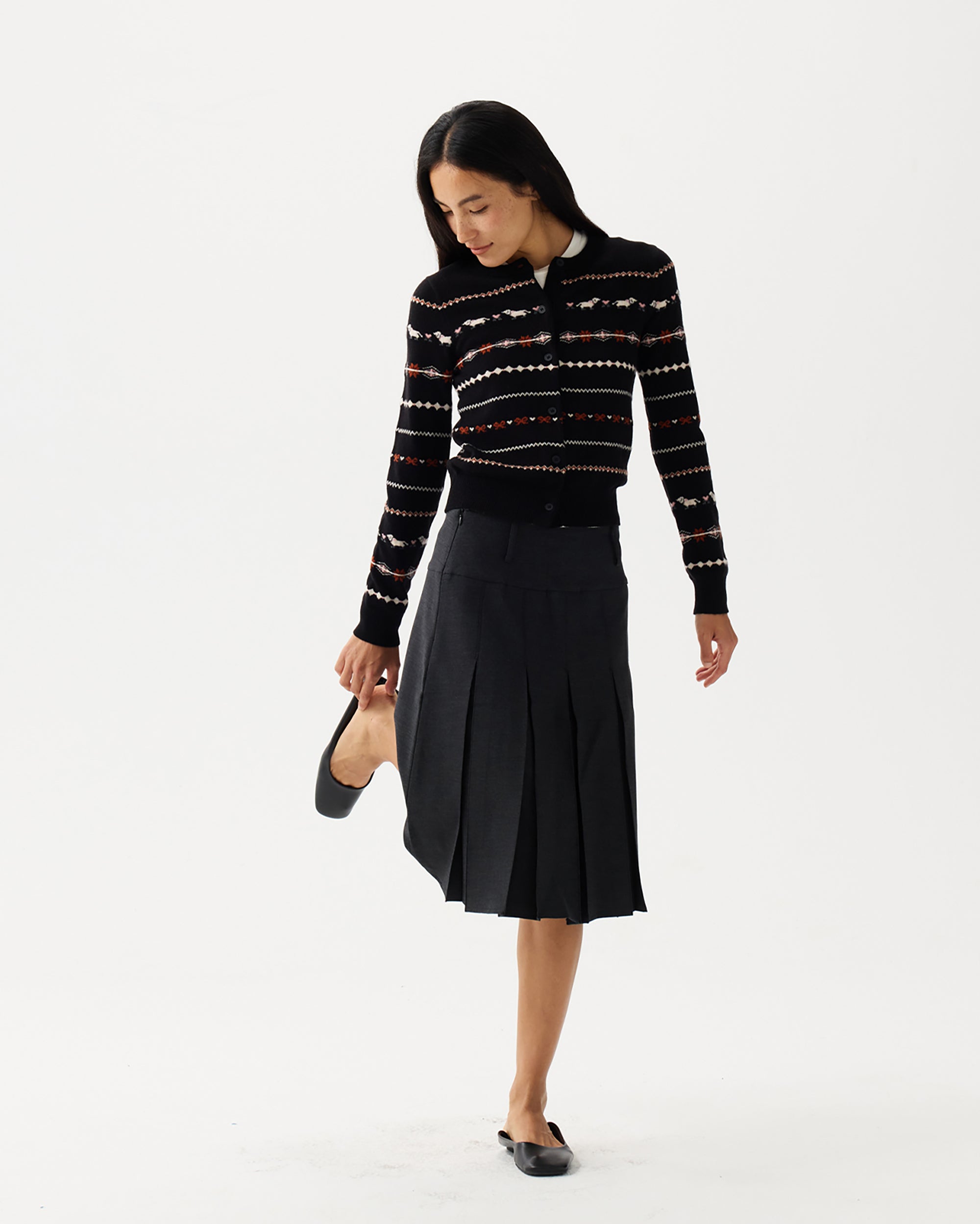 PCLA Fair Isle Puppy Wool-Blend Cardigan