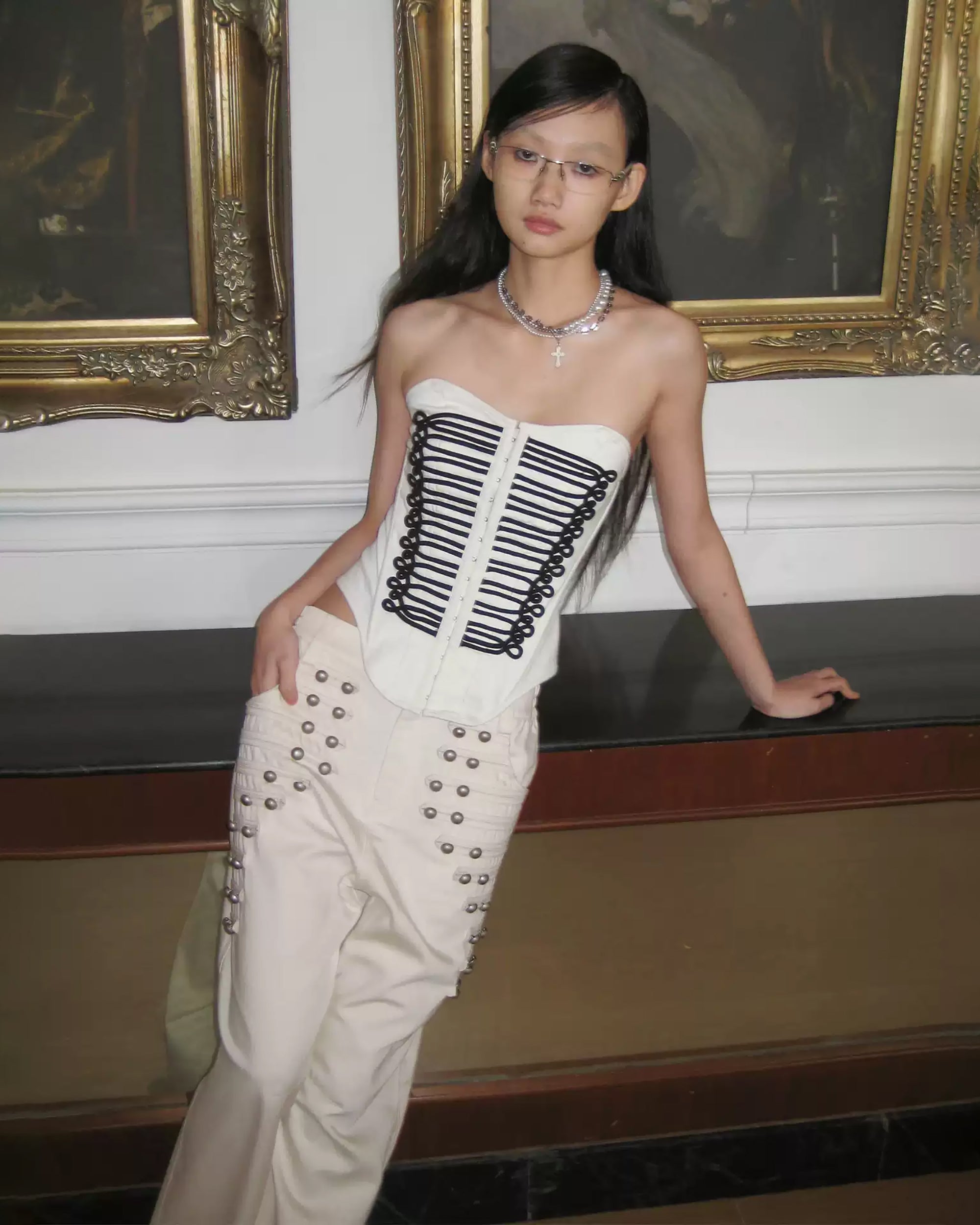 FAYCHUI Baroque Rope-Trim Corset Bustier