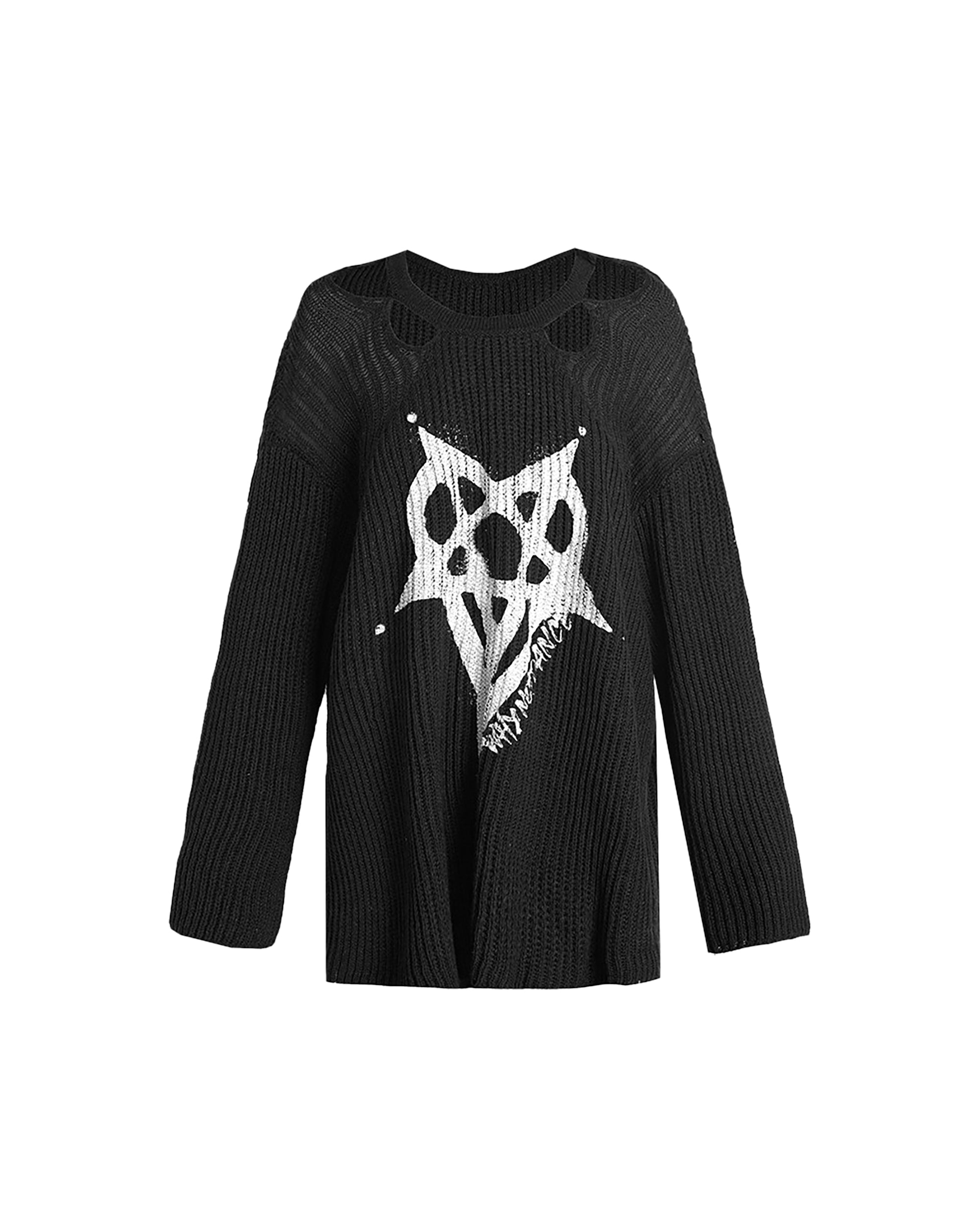 WHYNOTDANCE Distressed Cut-Out Knitted Sweater