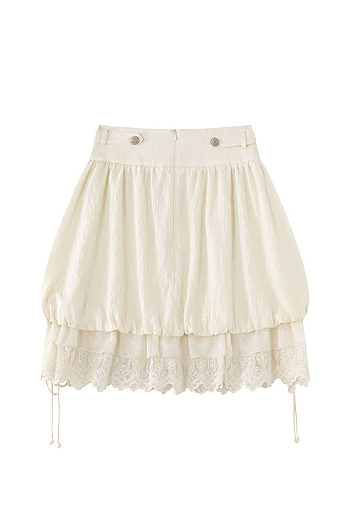 CESTNOUS Chiffon Lace Spliced Drawstring A-Line Skirt