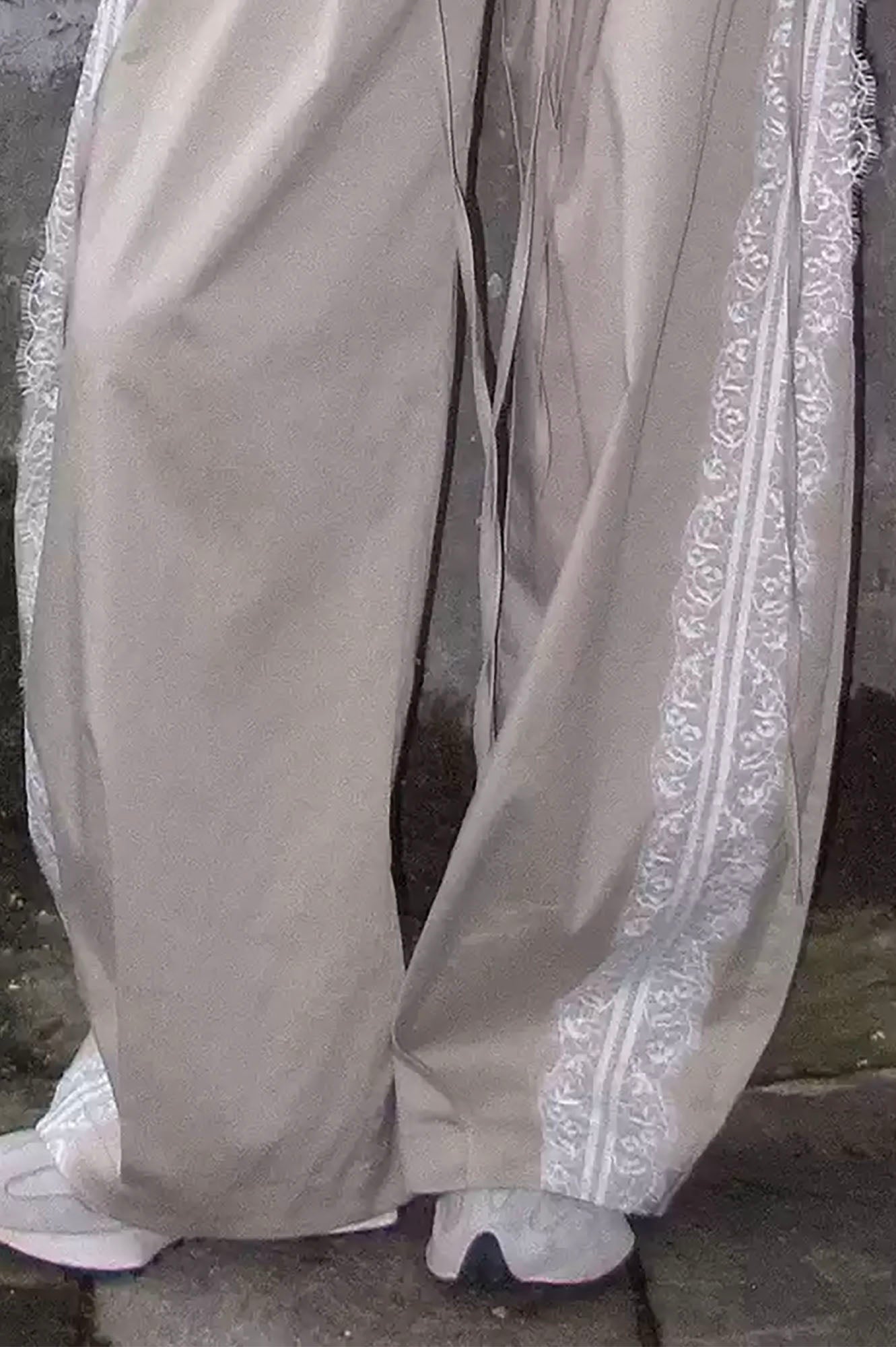 WHYNOTDANCE Lace-Trim Tencel-Blend Oversized Pants