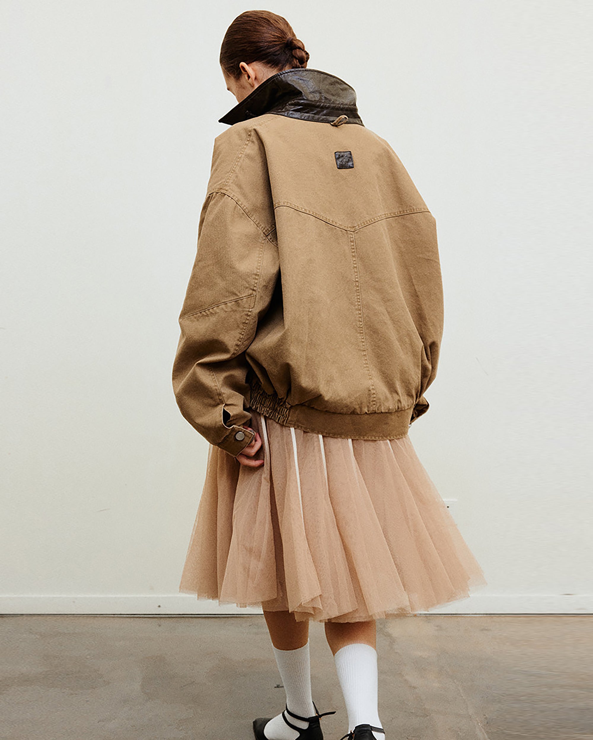 NEVERSEEZ Layered Tulle Pleated Midi Skirt